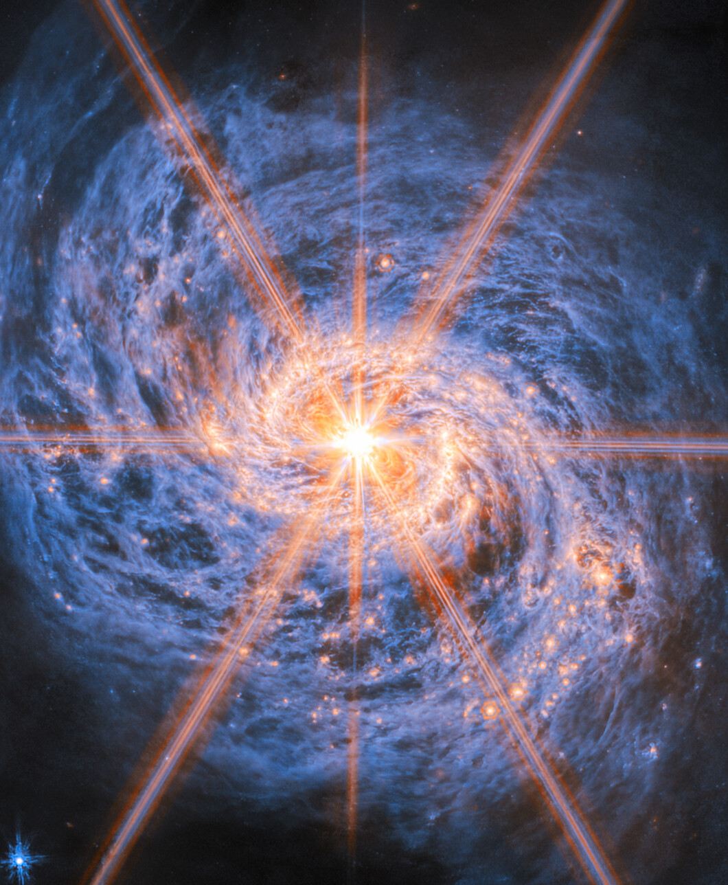 A beacon of light in swirls of dust