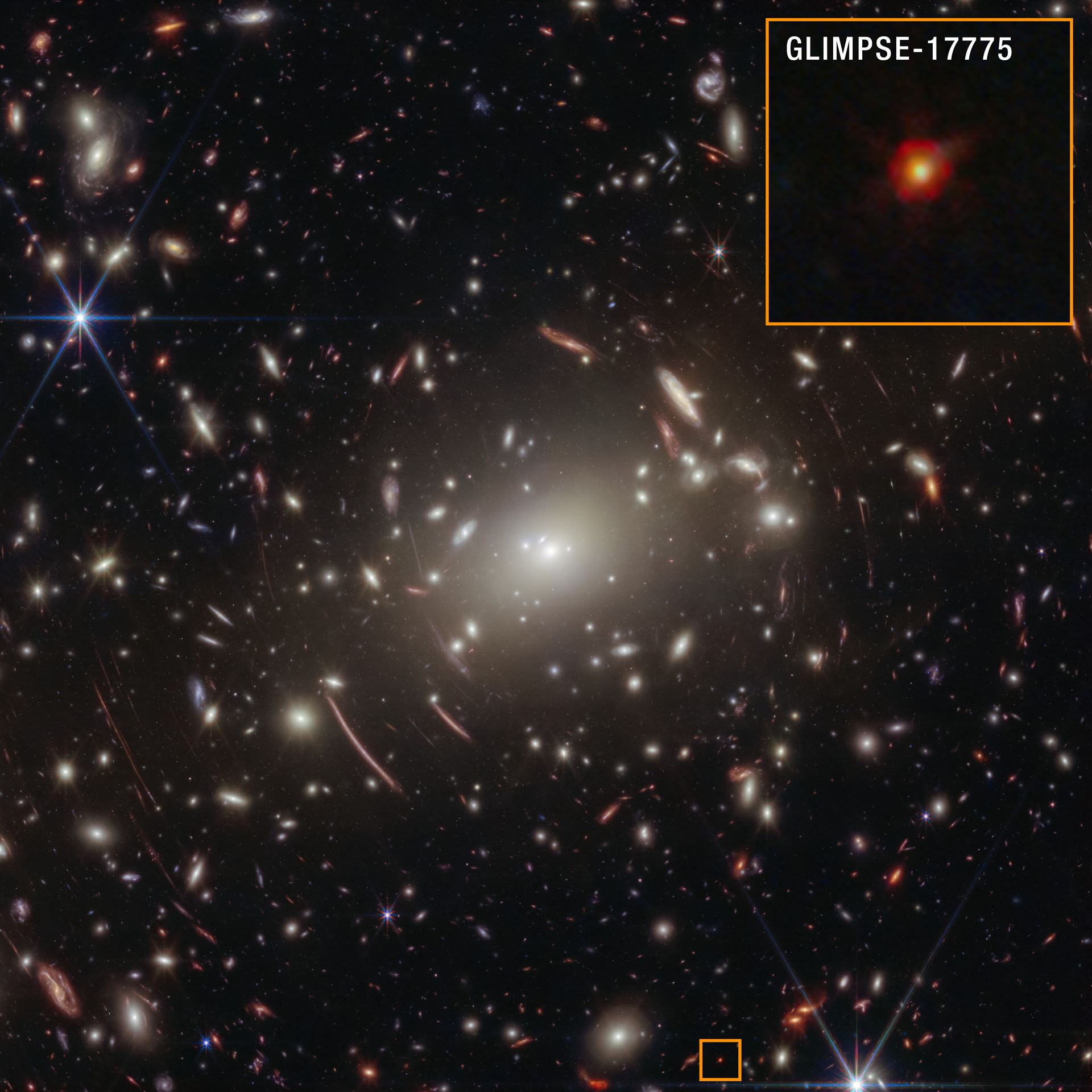 GLIMPSE-17775 in Abell S1063 (NIRCam image annotated)