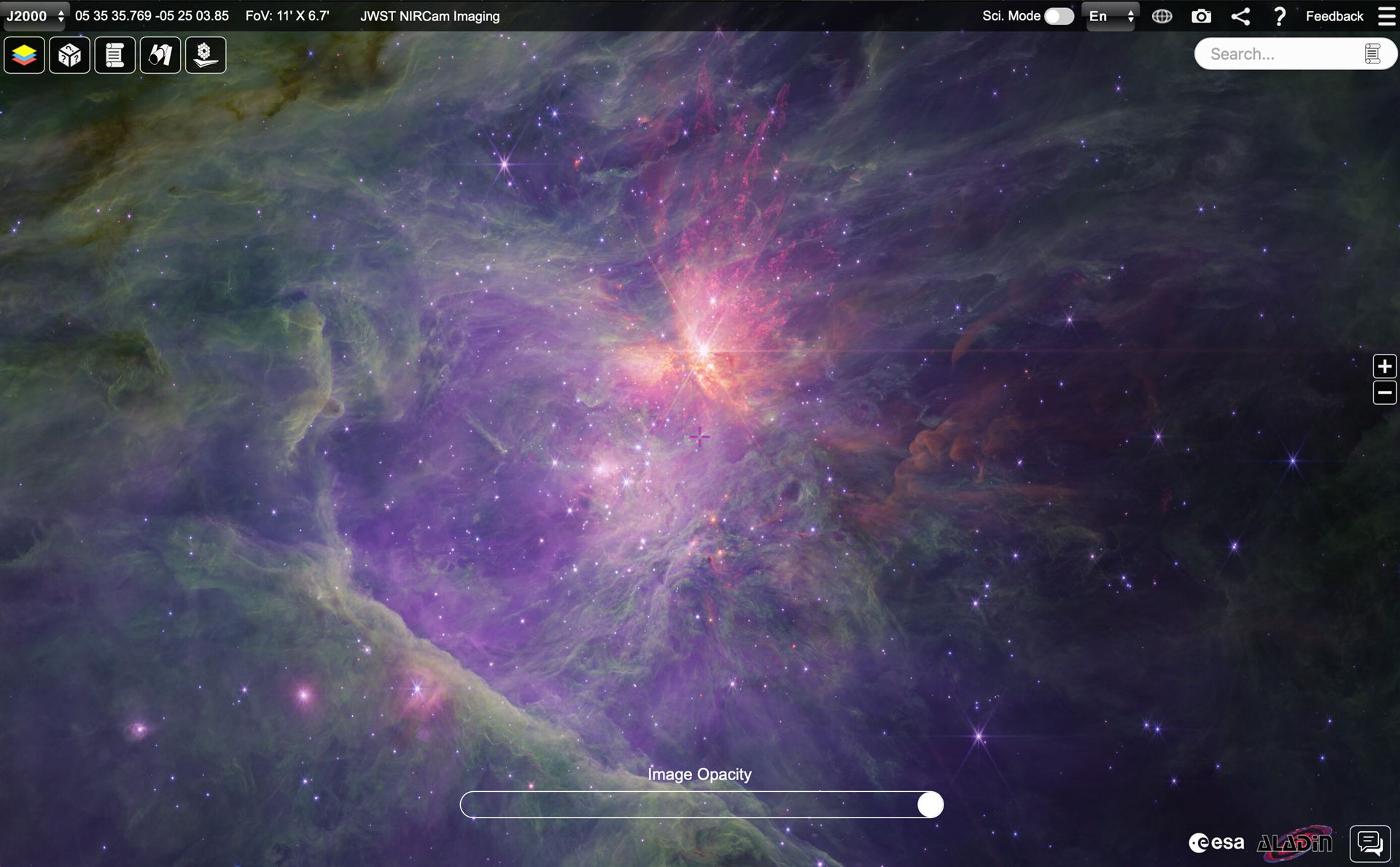 Long-wavelength NIRCam Orion mosaic in ESASky