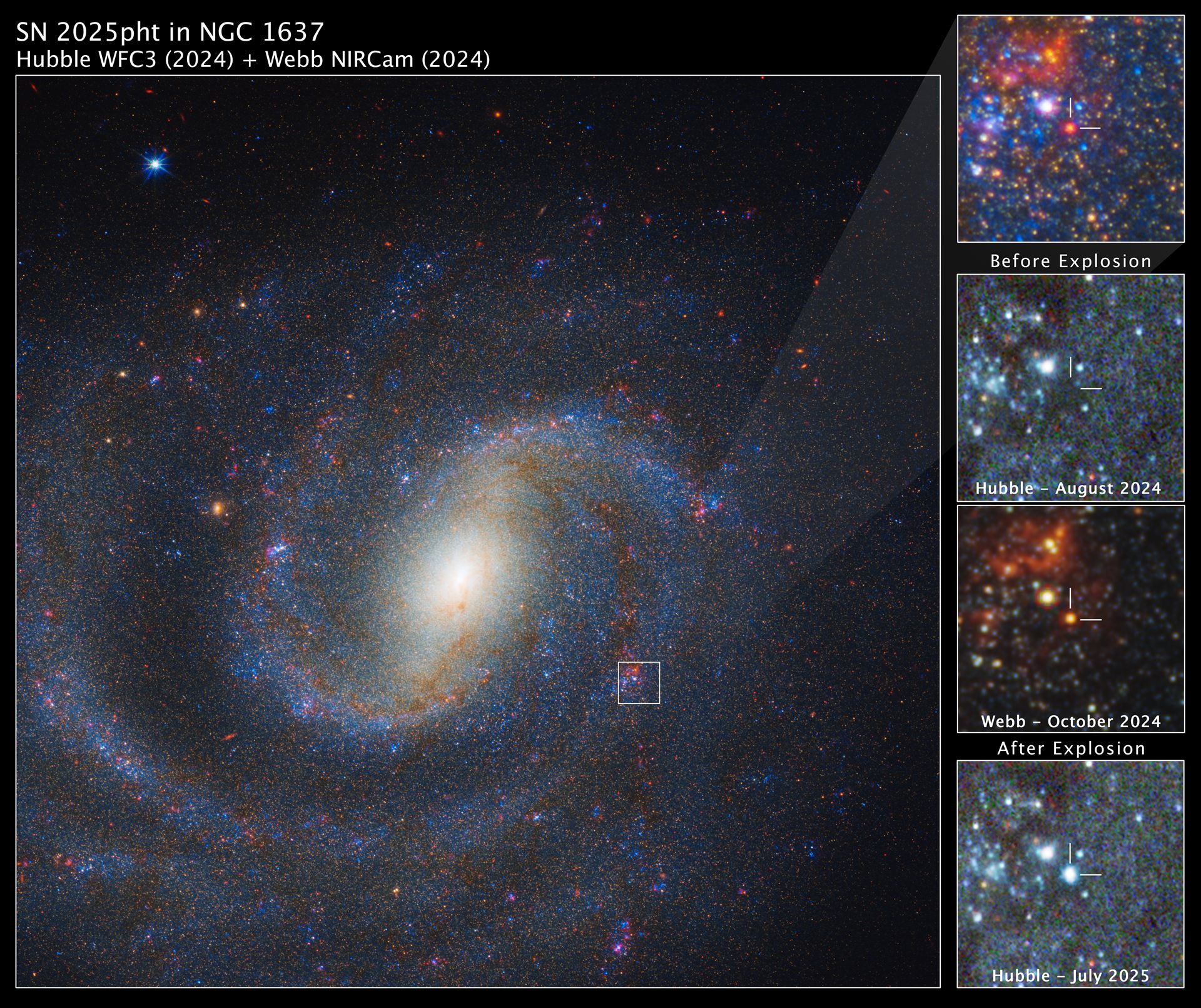 NGC 1637 (Hubble WFC3 and Webb NIRCam images)