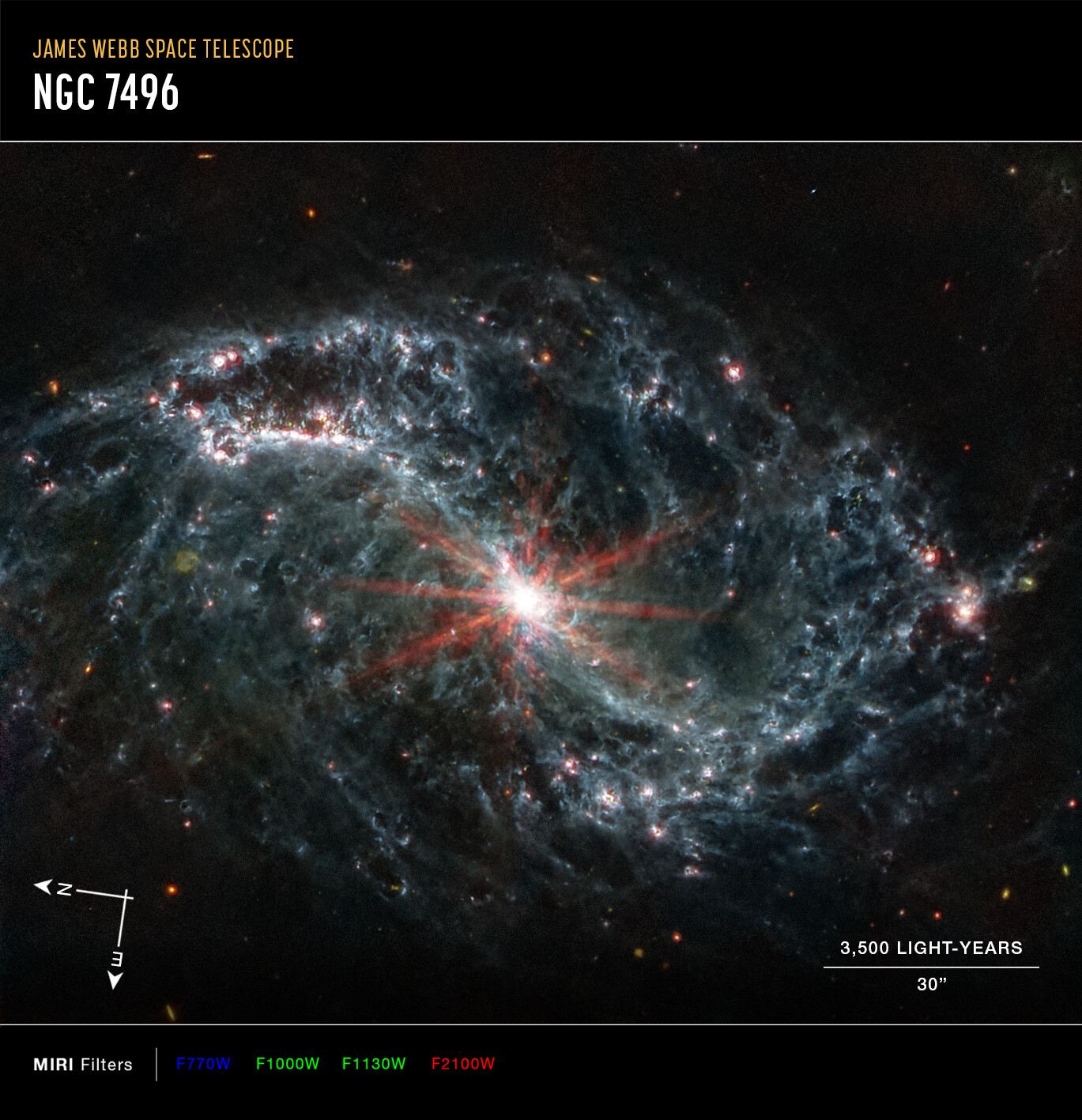 NGC 7496 (MIRI Image – Annotated)