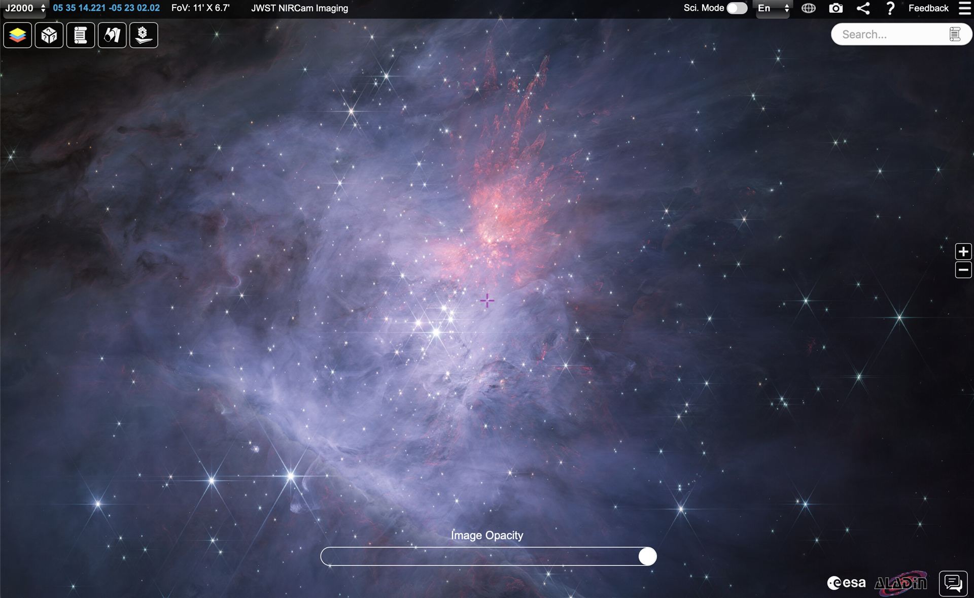 Short-wavelength NIRCam Orion mosaic in ESASky