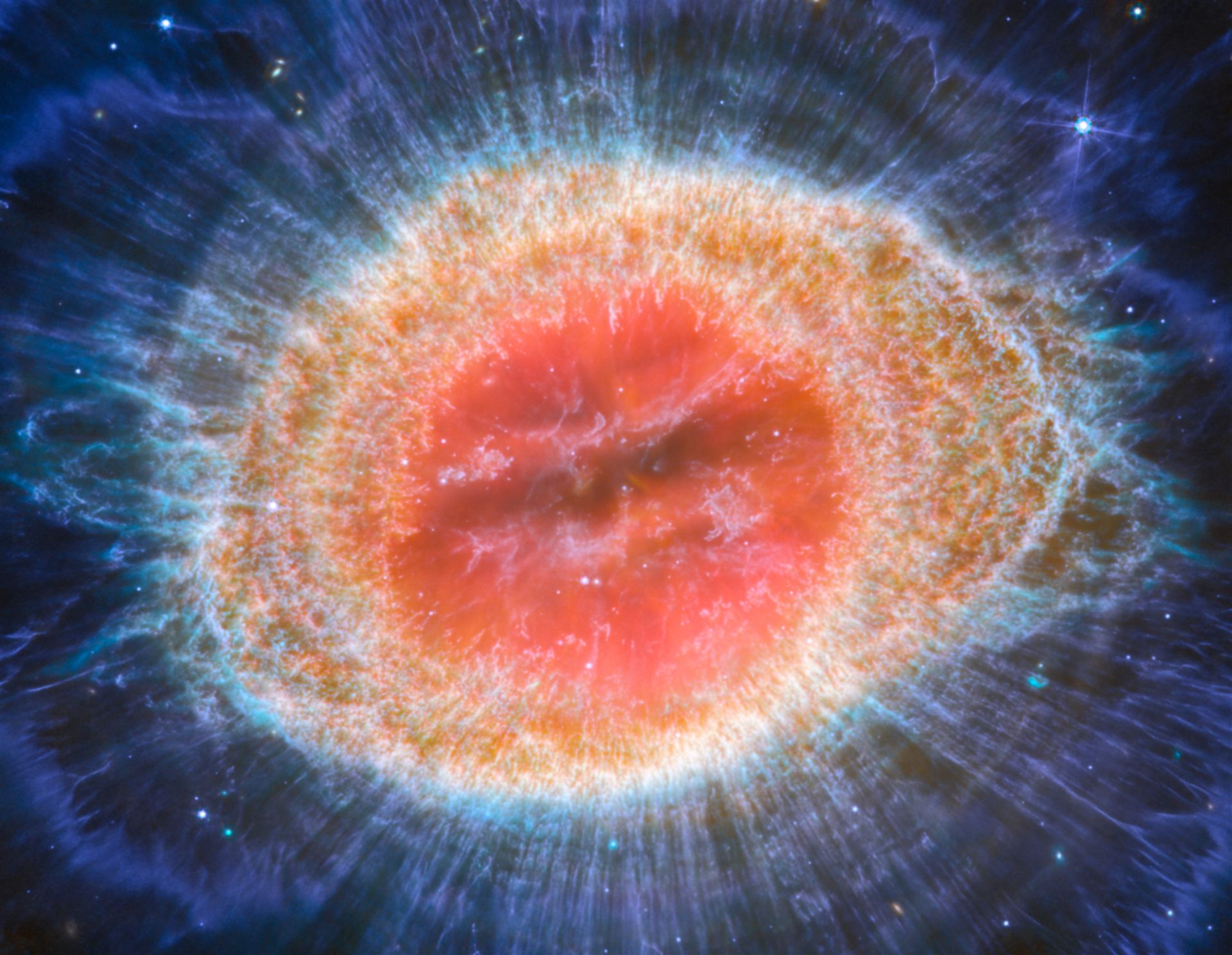 Webb captures detailed beauty of Ring Nebula (MIRI image – cropped)