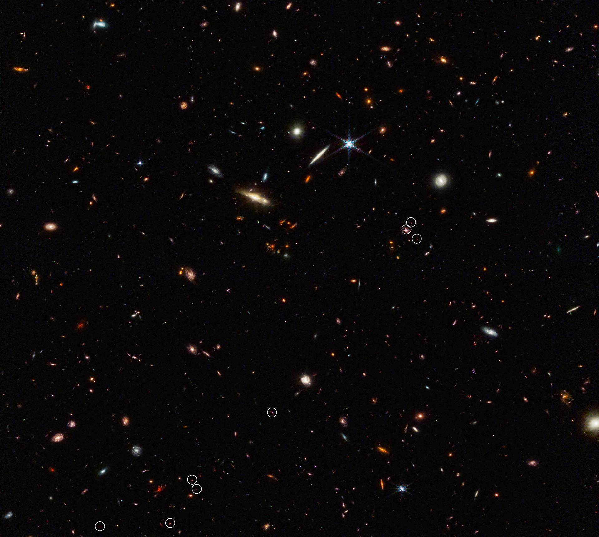 Webb identifies the earliest strands of the cosmic web (annotated)