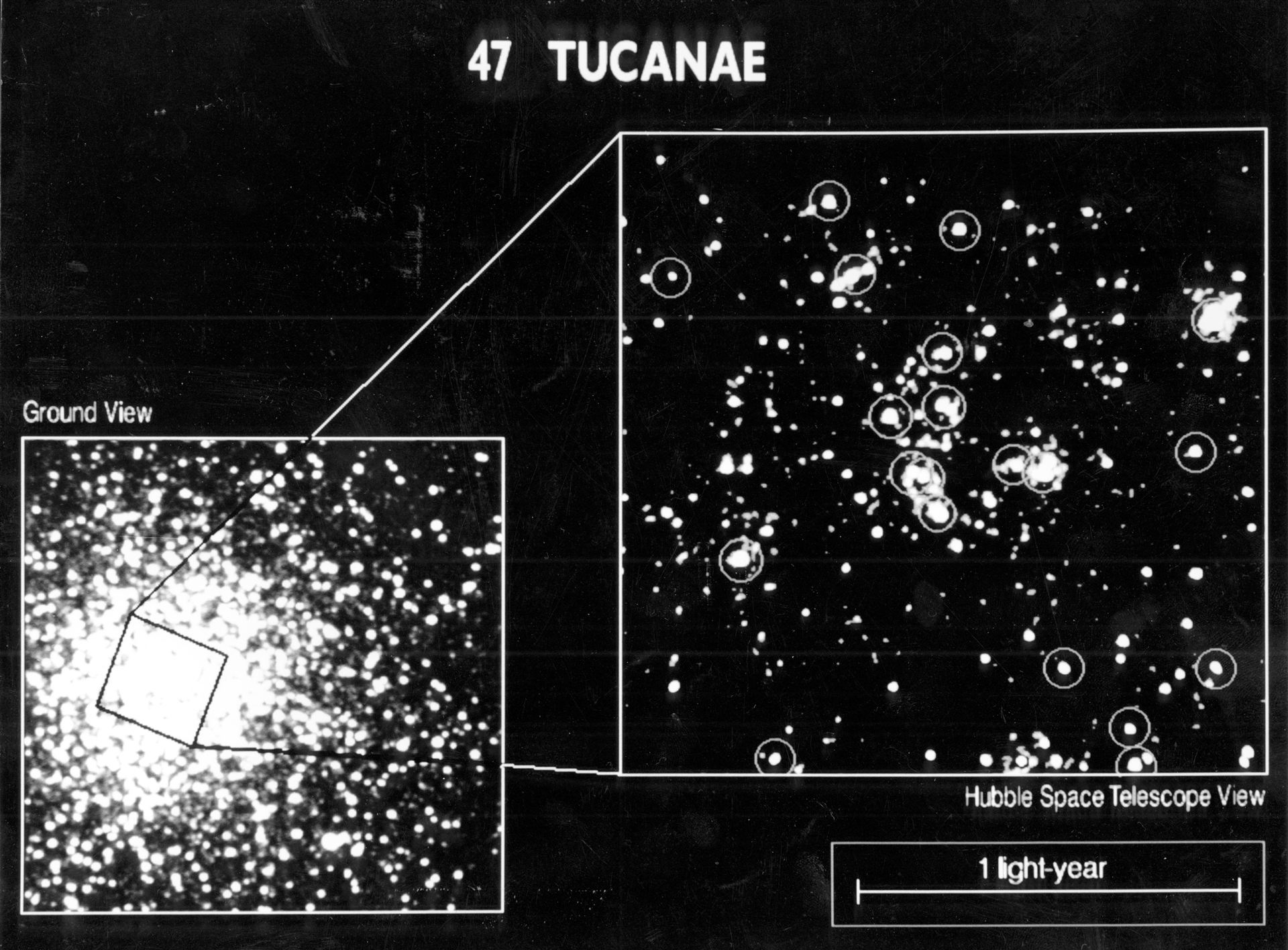 47 Tucanae core – ground based vs. HST resolution