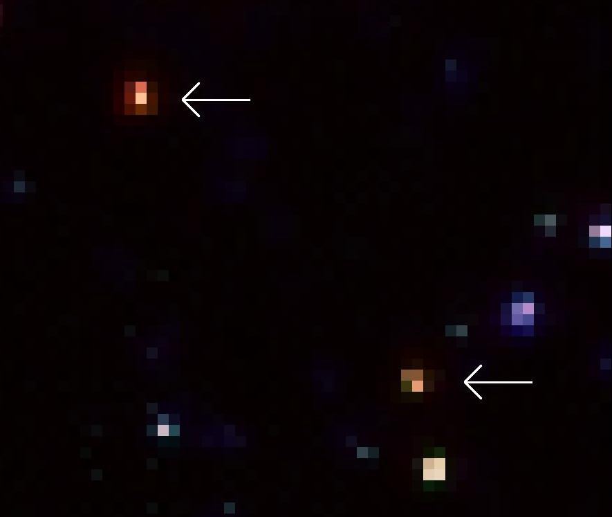 A close-up look of two of the extremely red galaxies revealed By Spitzer