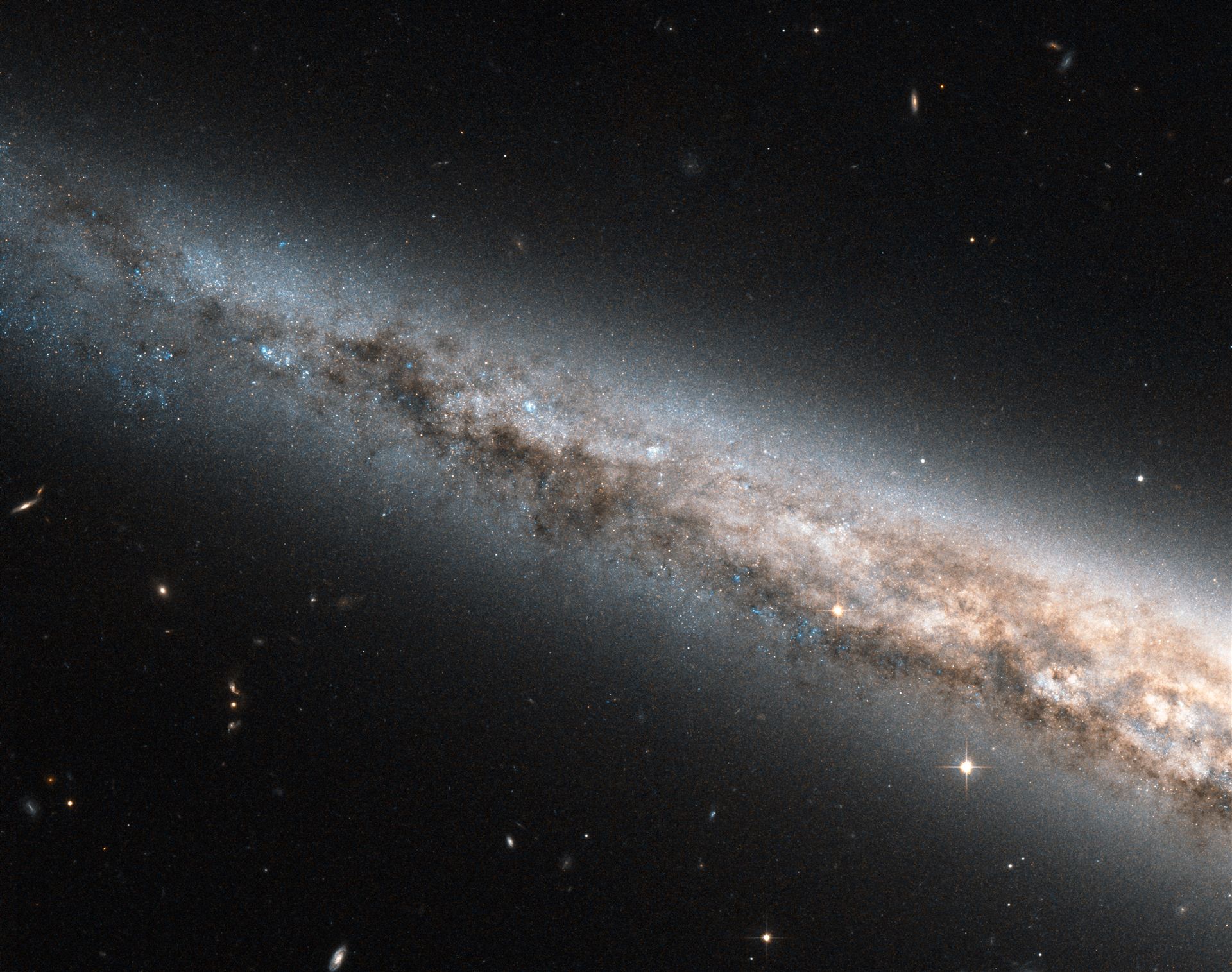 A galactic disc, edge-on and up close