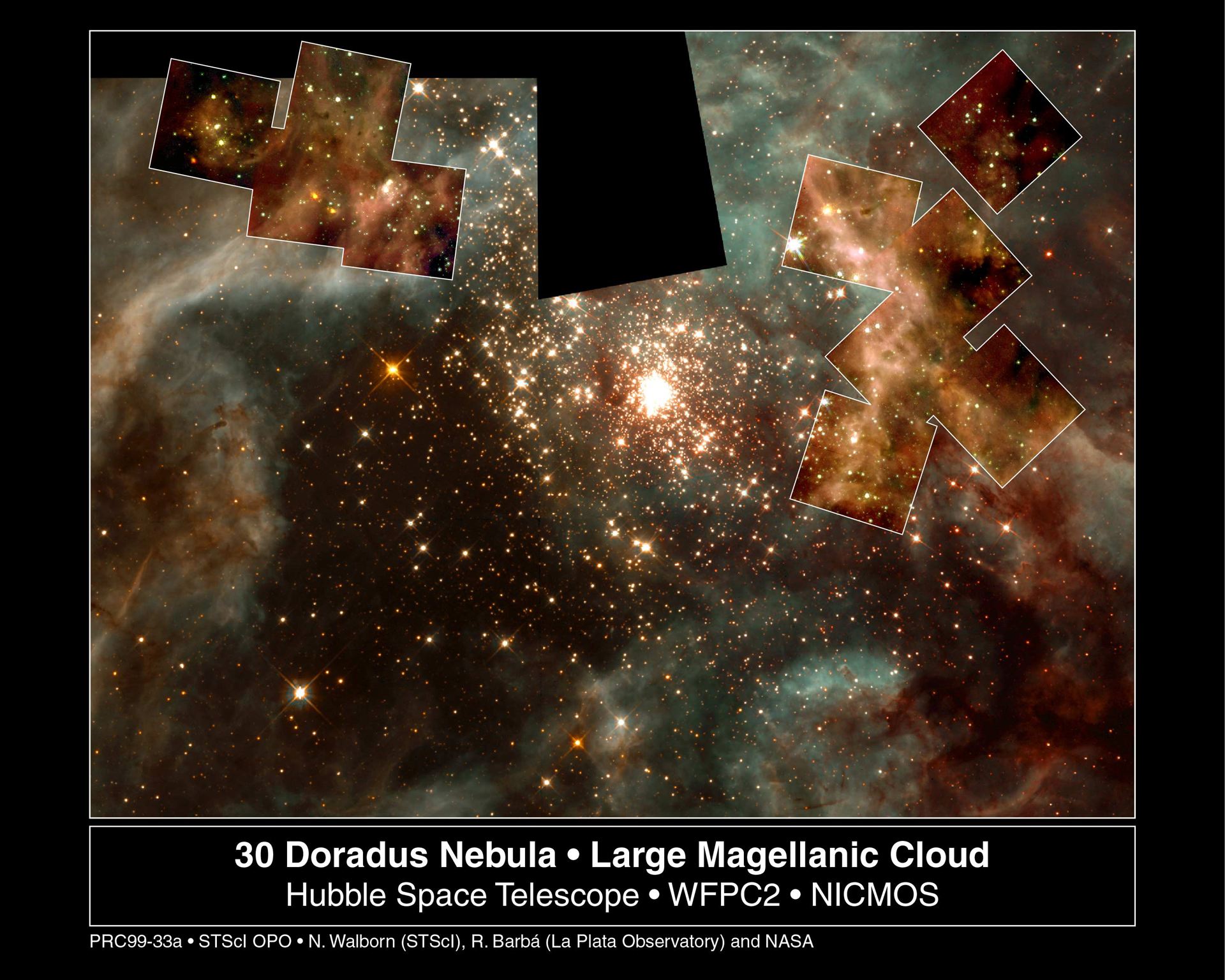 A grand view of the birth of &lsquo;hefty&rsquo; stars – 30 Doradus Nebula montage