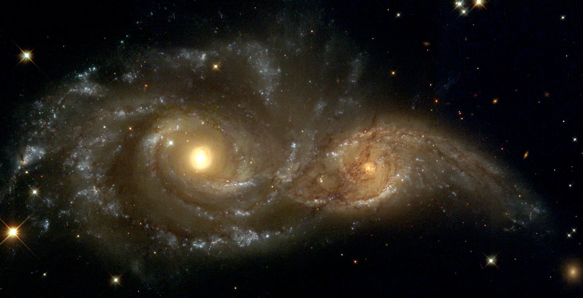 A grazing encounter between two spiral galaxies