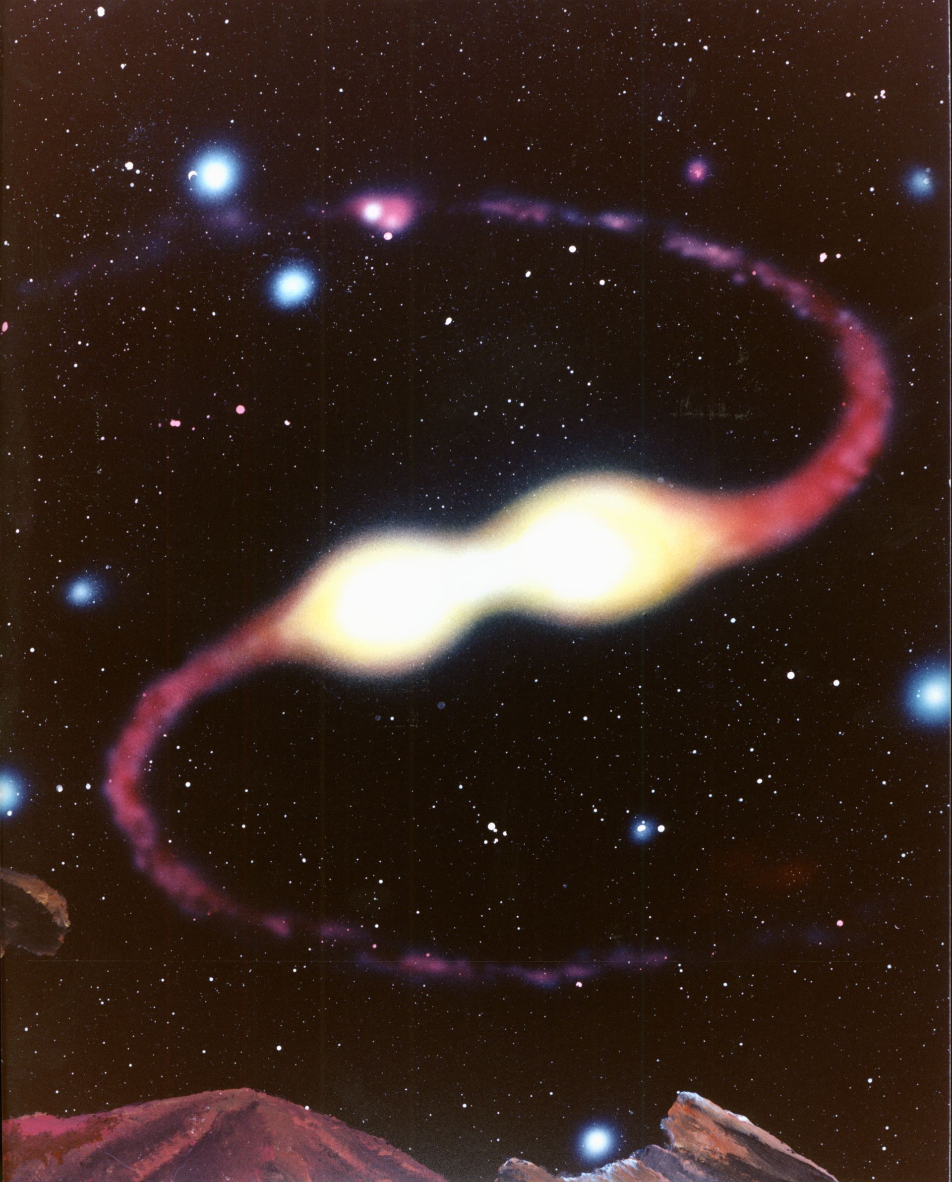 A stellar close encounter at the core of globular cluster M15  (artist&rsquo;s impression)