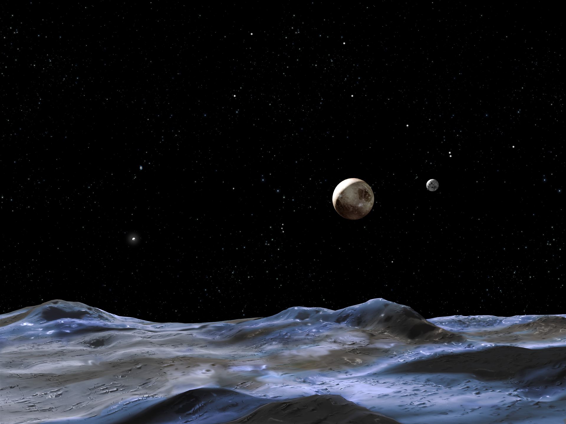 An artist&rsquo;s view of the Pluto system