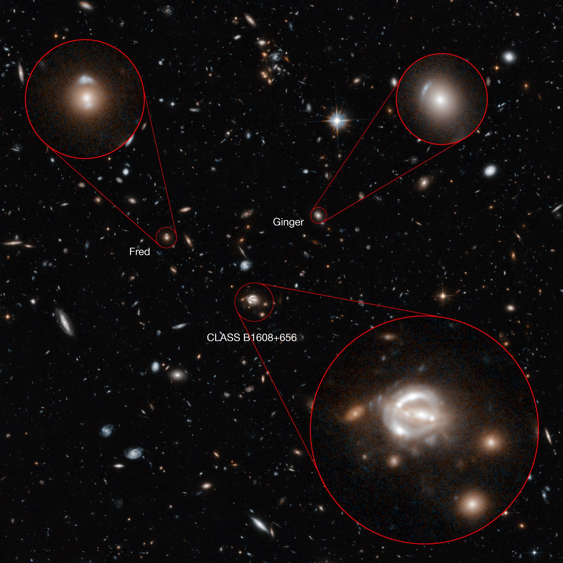 Annotated image of the field around CLASS B1608+656