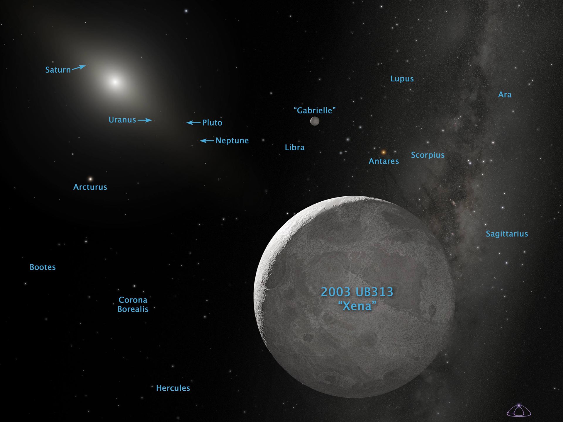Artist&rsquo;s Concept of Kuiper Belt Object 2003 UB313 (Annotated)