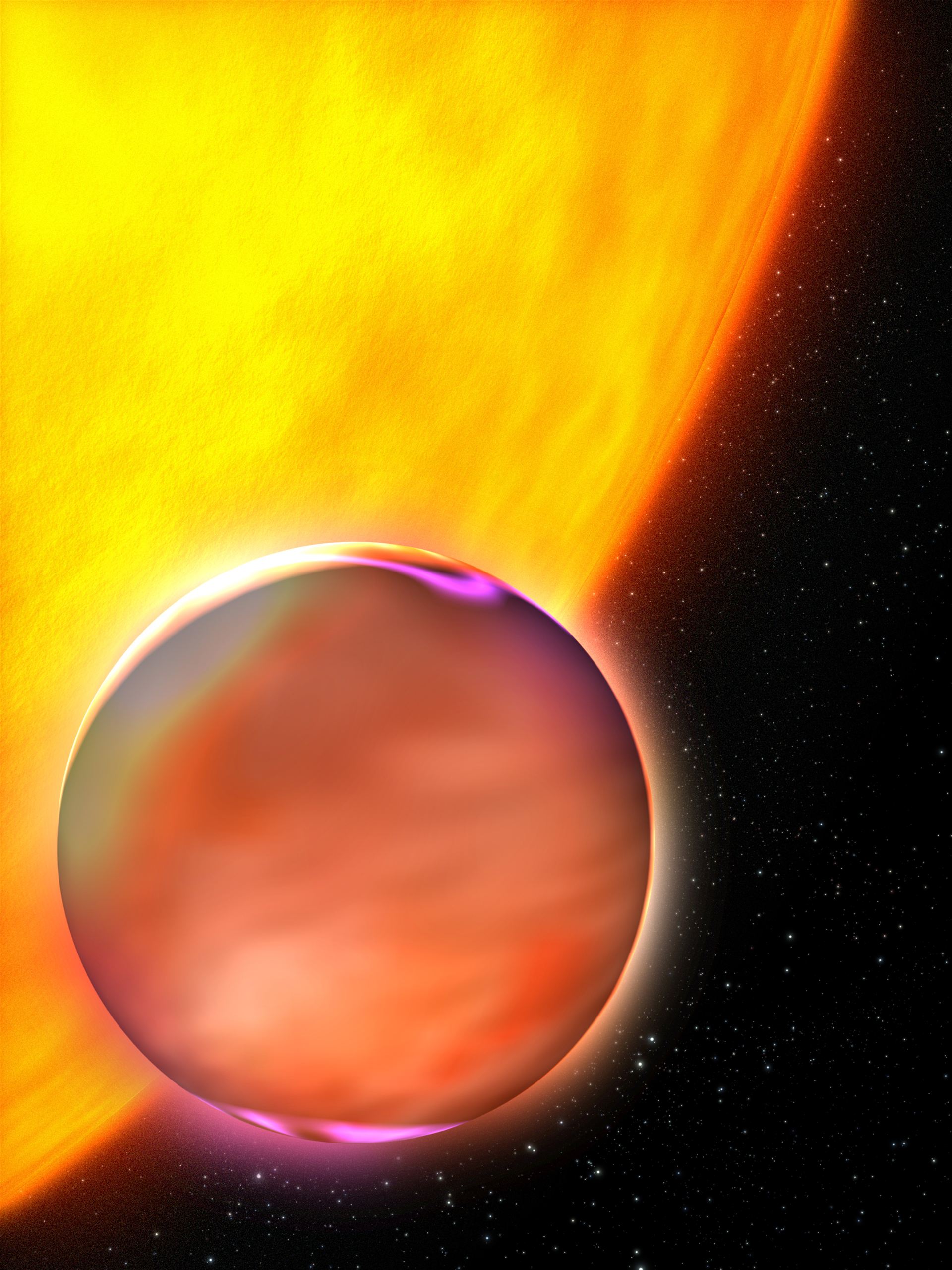 Artist&rsquo;s concept of extrasolar planet&rsquo;s Hazy atmosphere