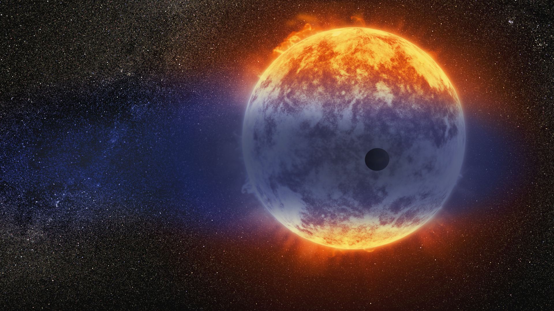 Artist&rsquo;s impression of gas streaming from GJ 3470b
