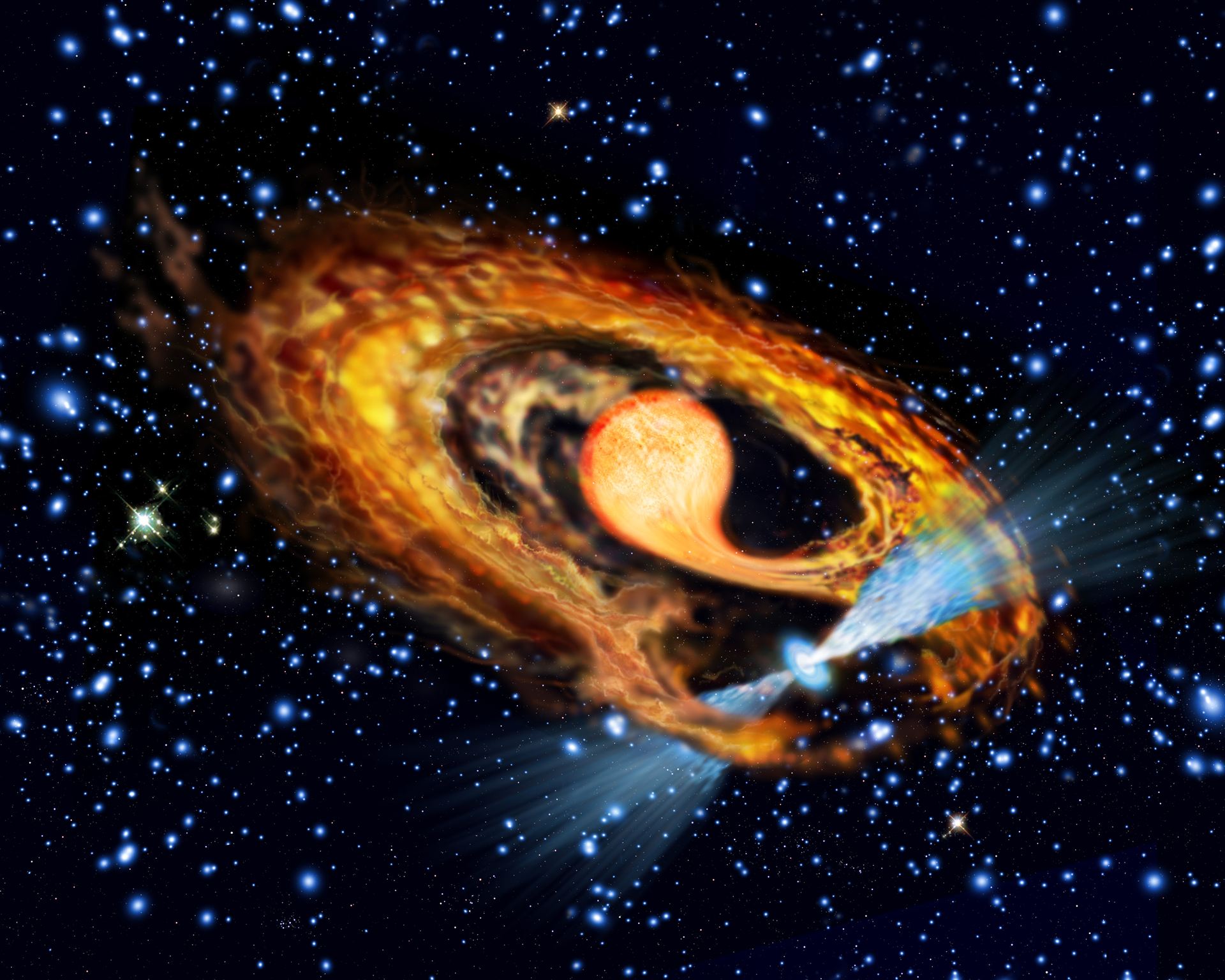 Artist&rsquo;s impression of millisecond pulsar and companion