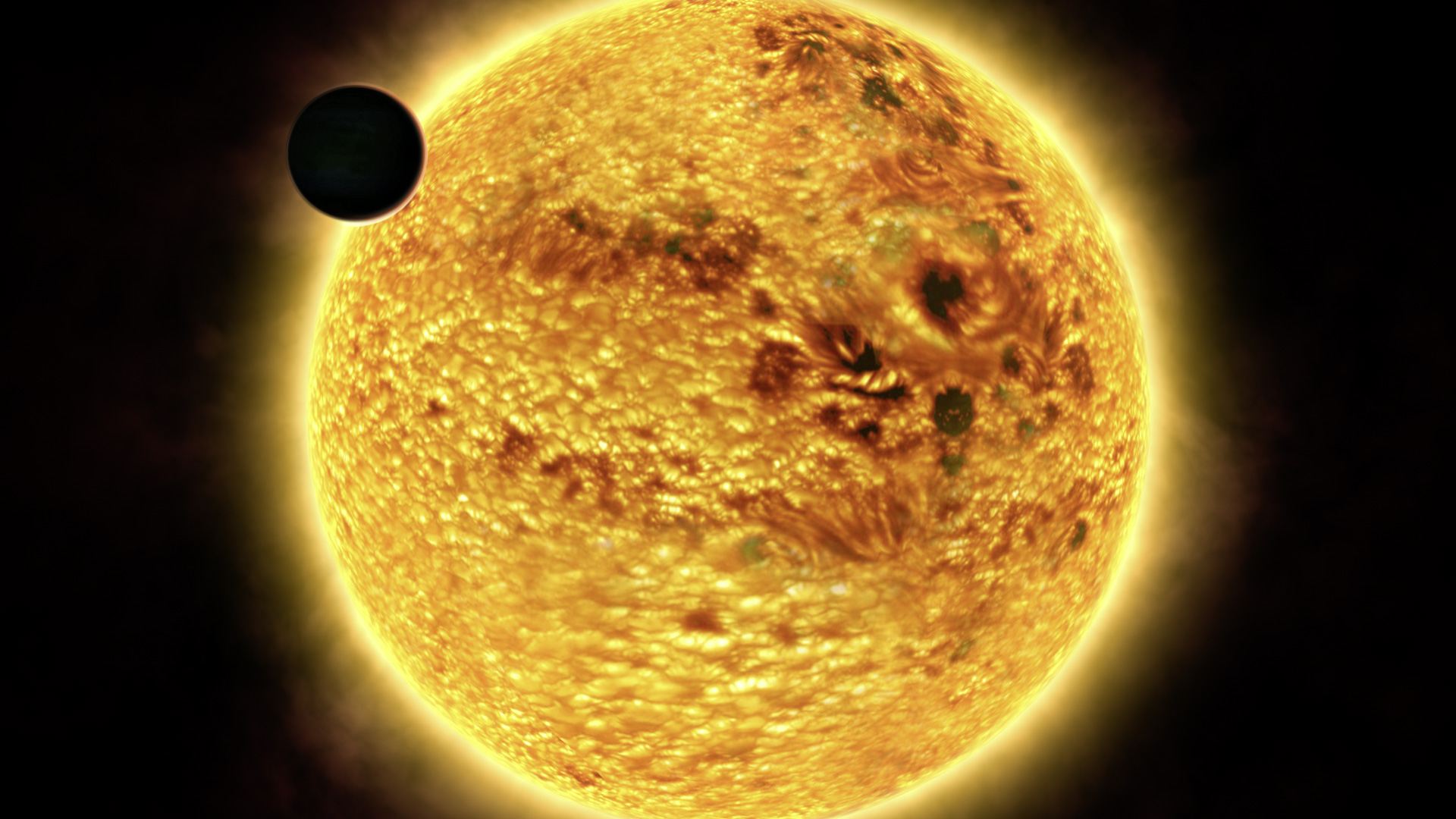 Artist&rsquo;s impression of the hazy red sunset on HD 189733b
