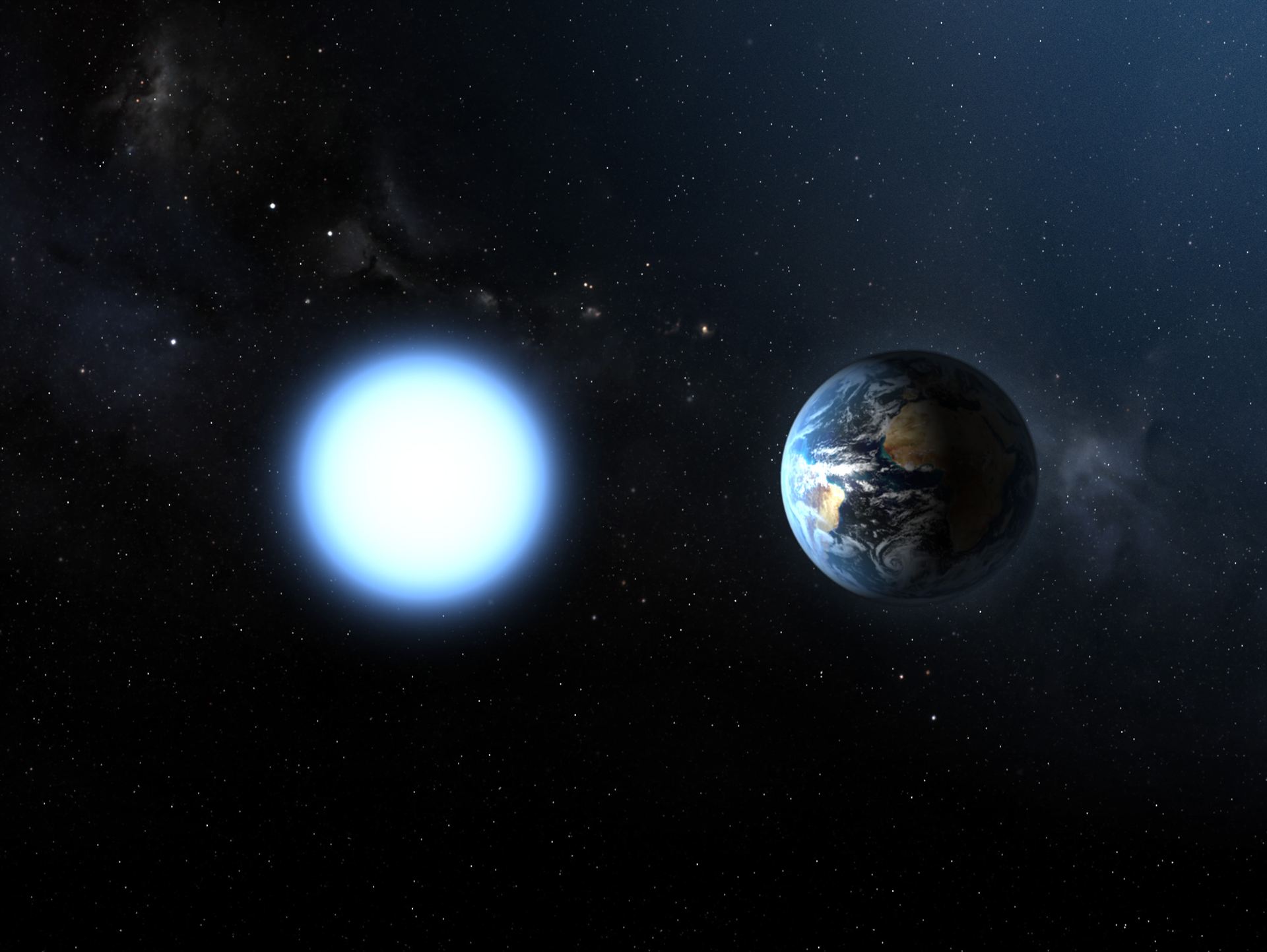 Artist&rsquo;s impression of the sizes of Sirius B and the Earth