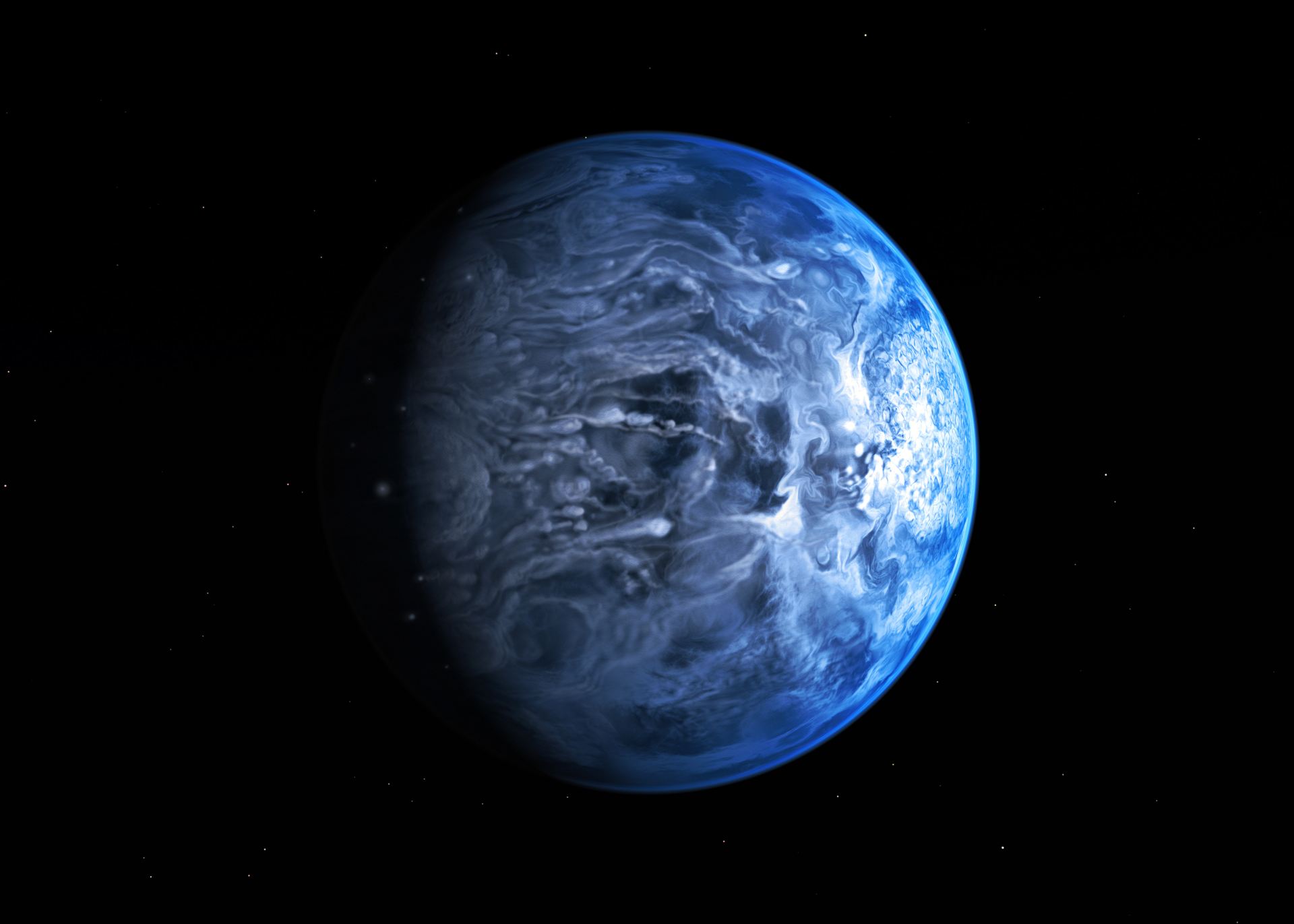 Artist’s impression of the deep blue planet HD 189733b