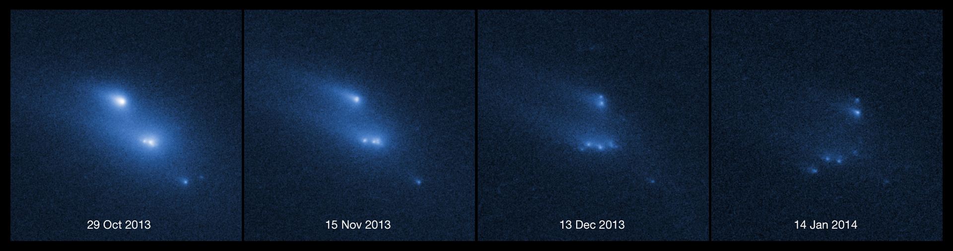 Asteroid P2013 R3 breaks apart (labelled)