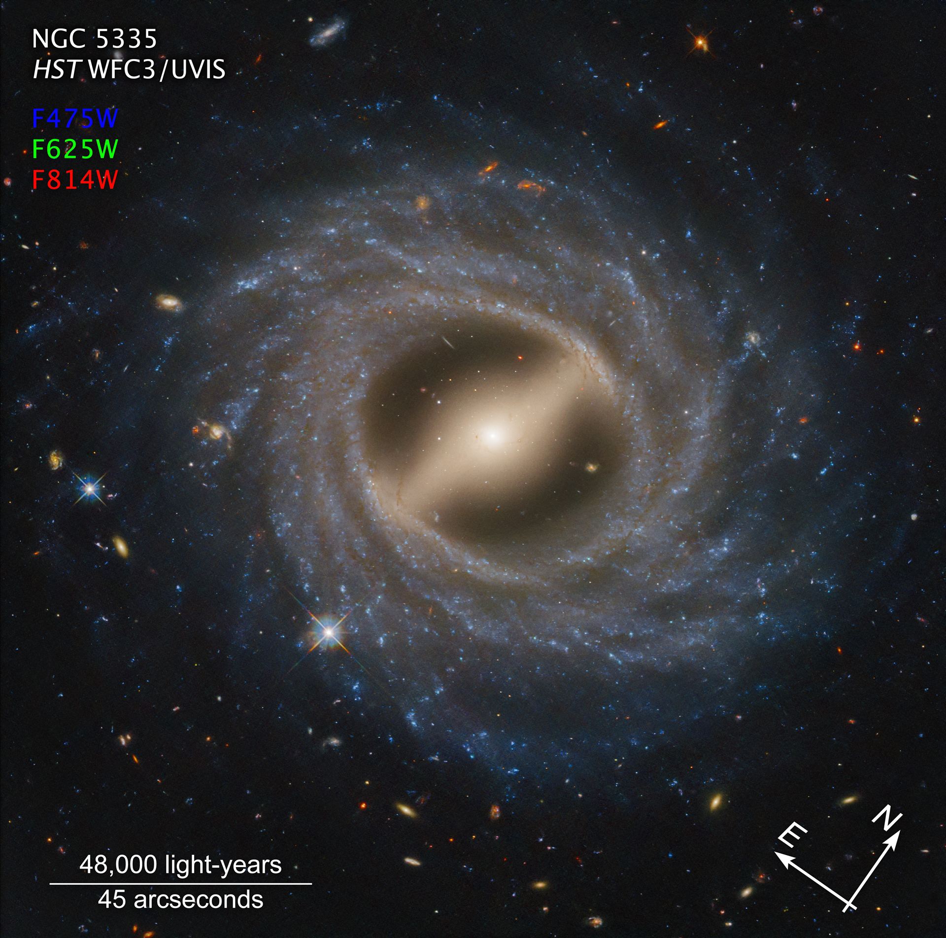 Barred Spiral Galaxy NGC 5335 (annotated)