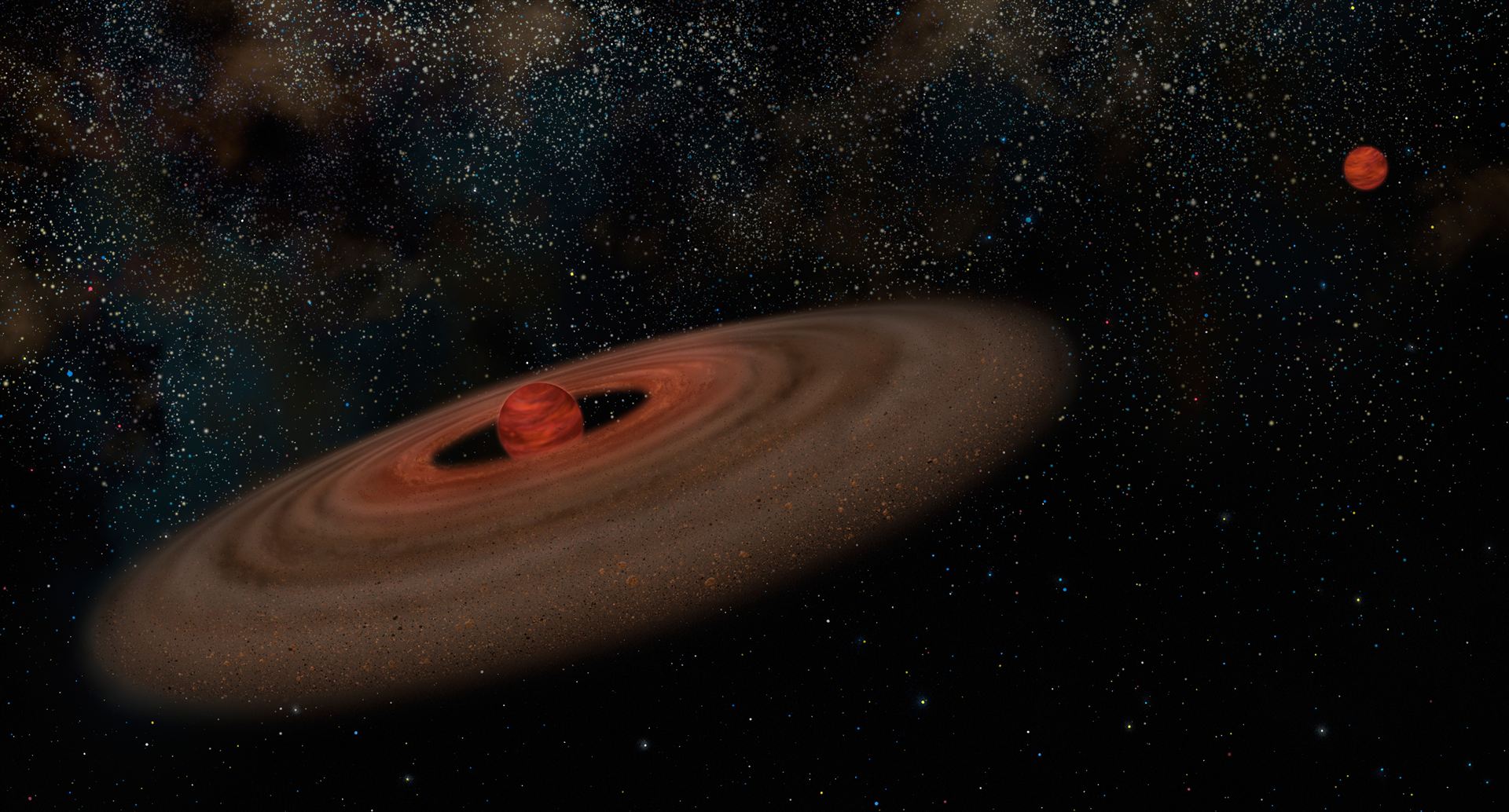 Binary system 2M J044144 (artist&rsquo;s impression)