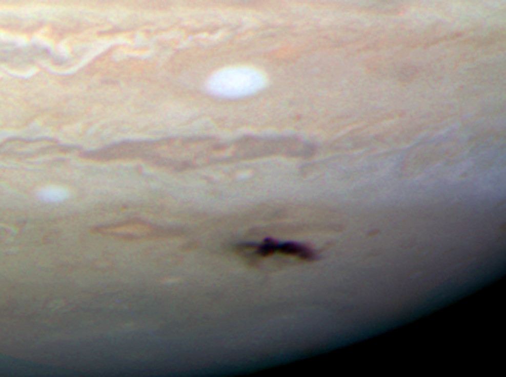 Closeup of new dark spot on Jupiter