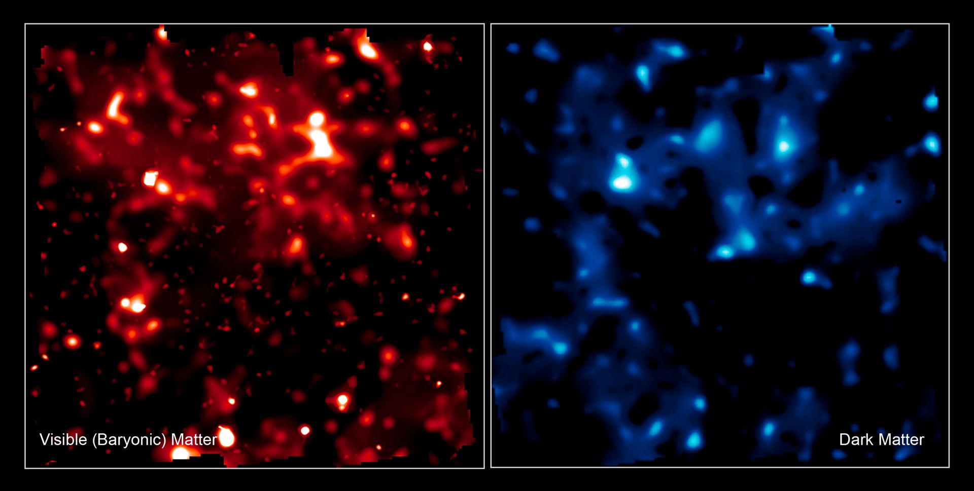 Comparison of normal matter and dark matter&rsquo;s large scale structure