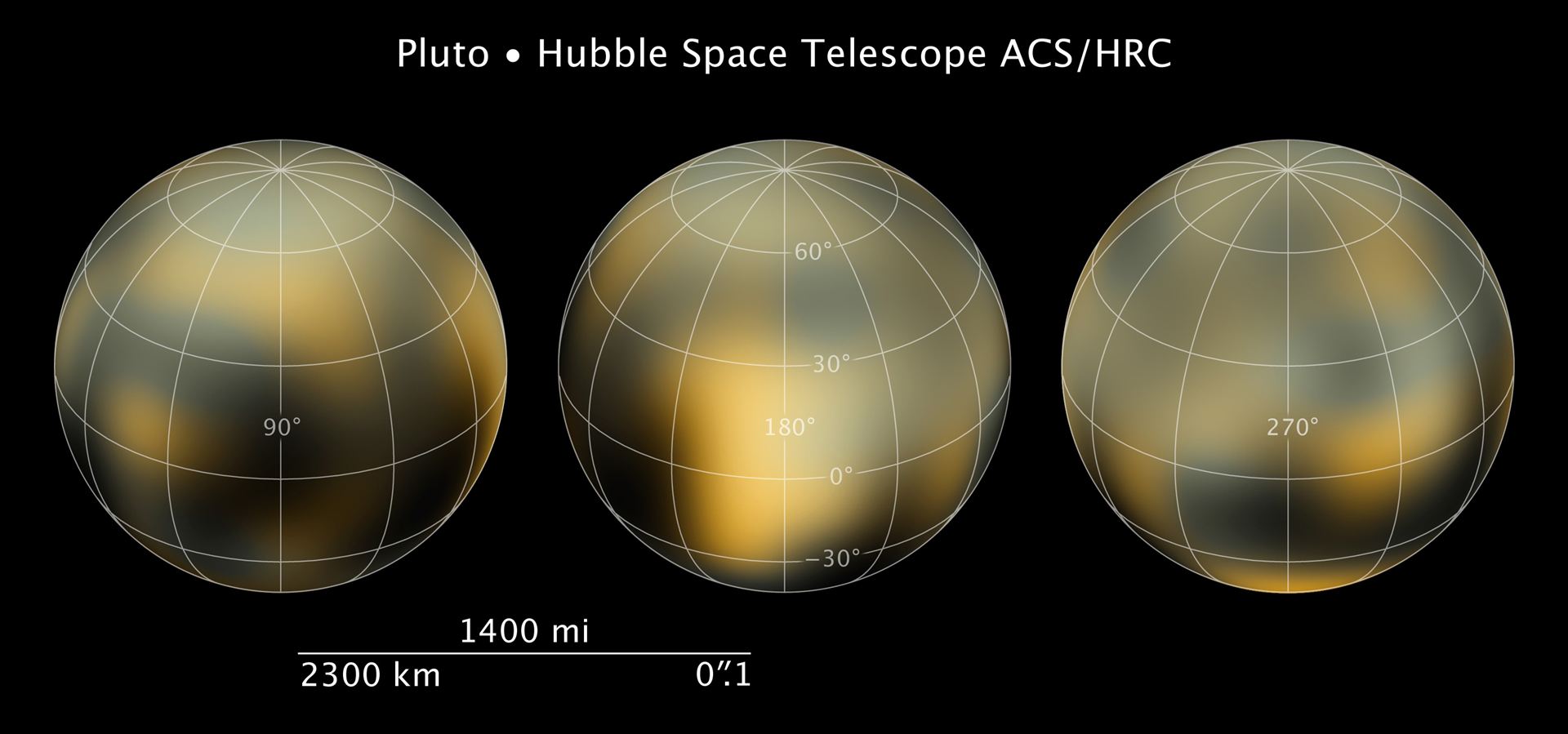 Compass and scale image for Pluto