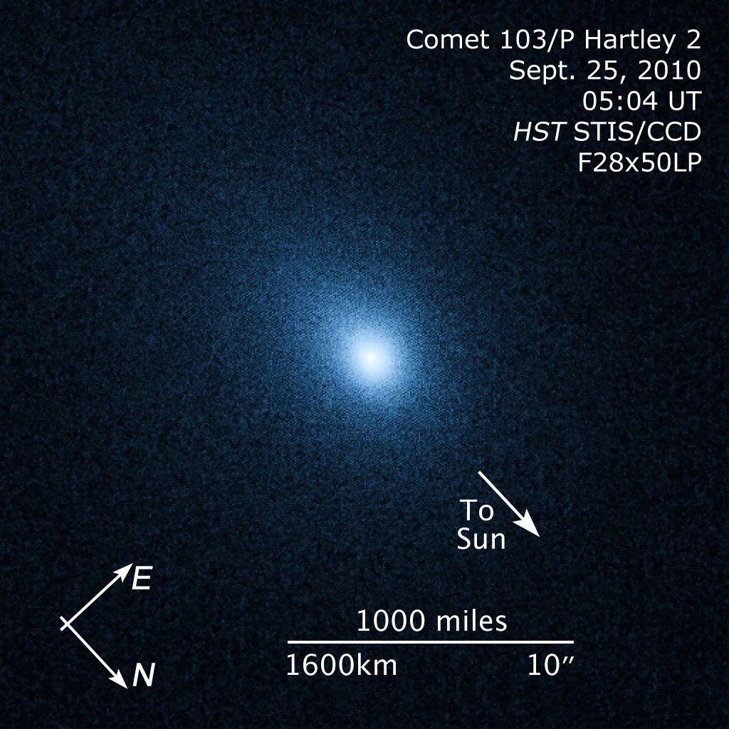 Compass and scale image for comet 103P Hartley 2