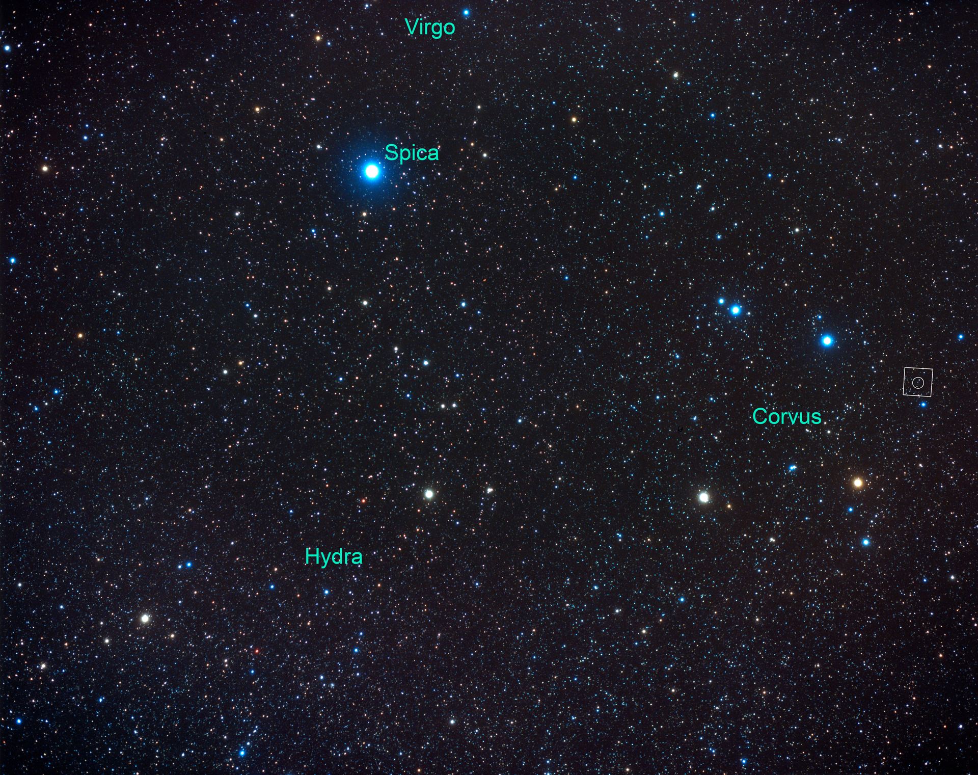 Constellation Corvus [annotated] (ground-based image)