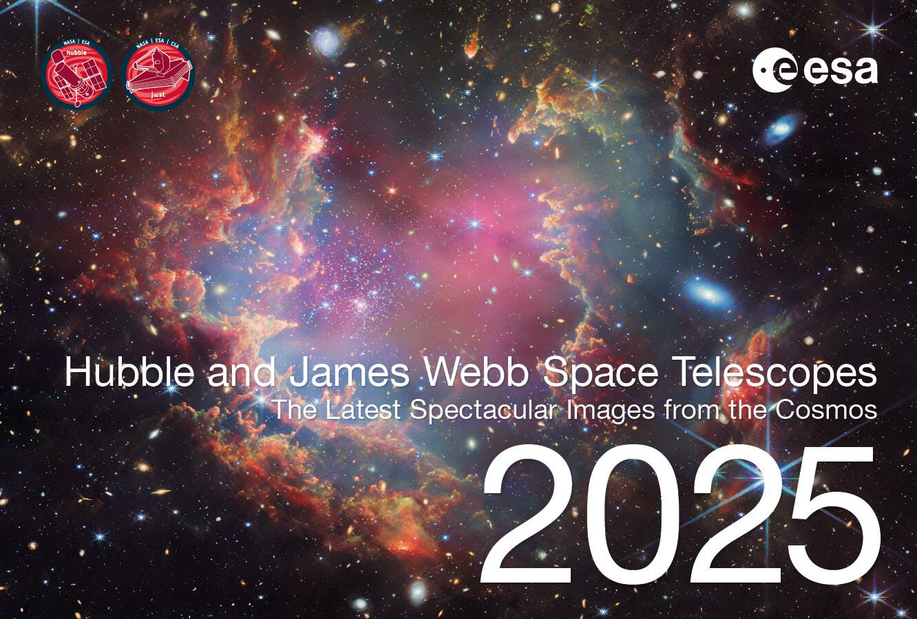 Cover page of the 2025 ESAHubble and ESAWebb calendar
