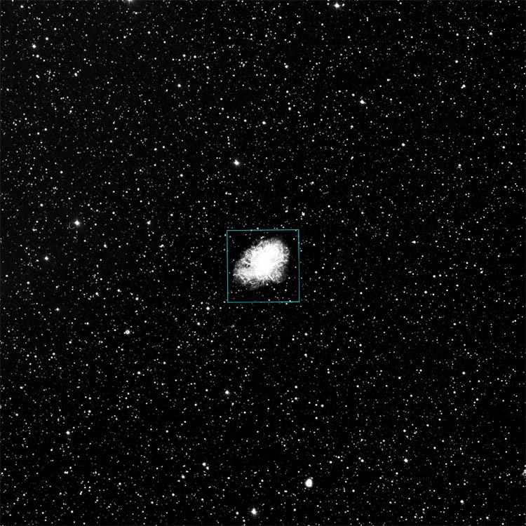 Crab nebula DSS 1 degree, VLT field outlined