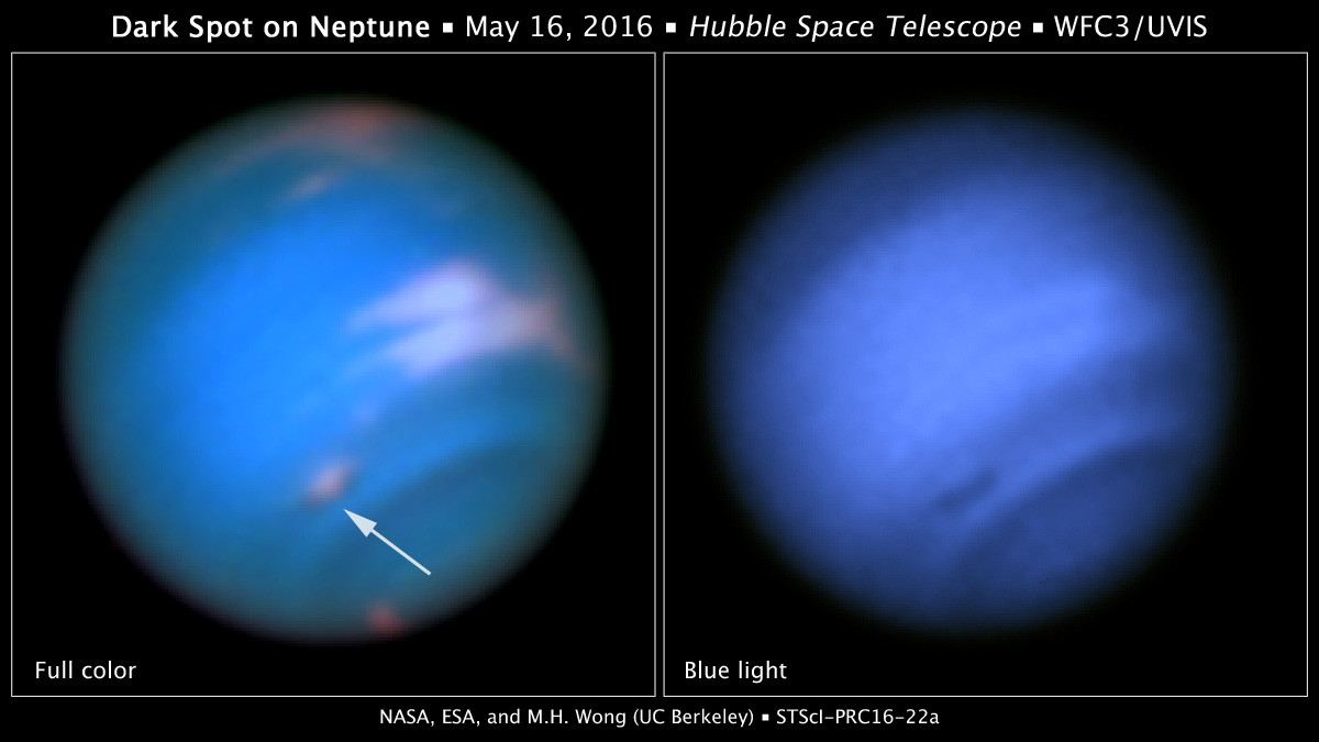 Dark spot on Neptune
