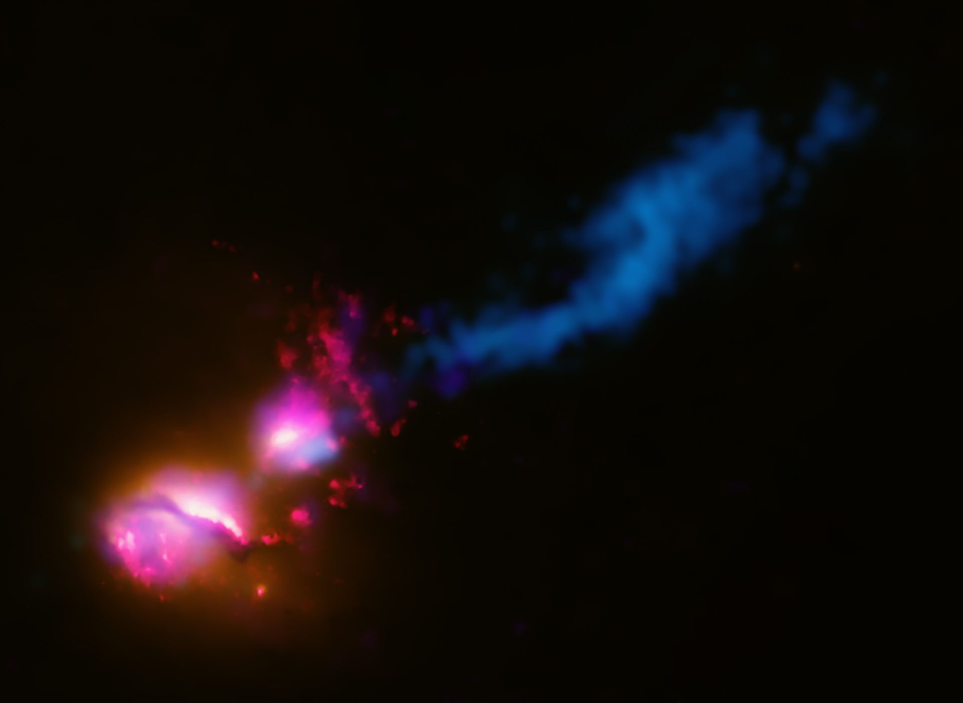 Death star galaxy black hole fires at neighboring galaxy