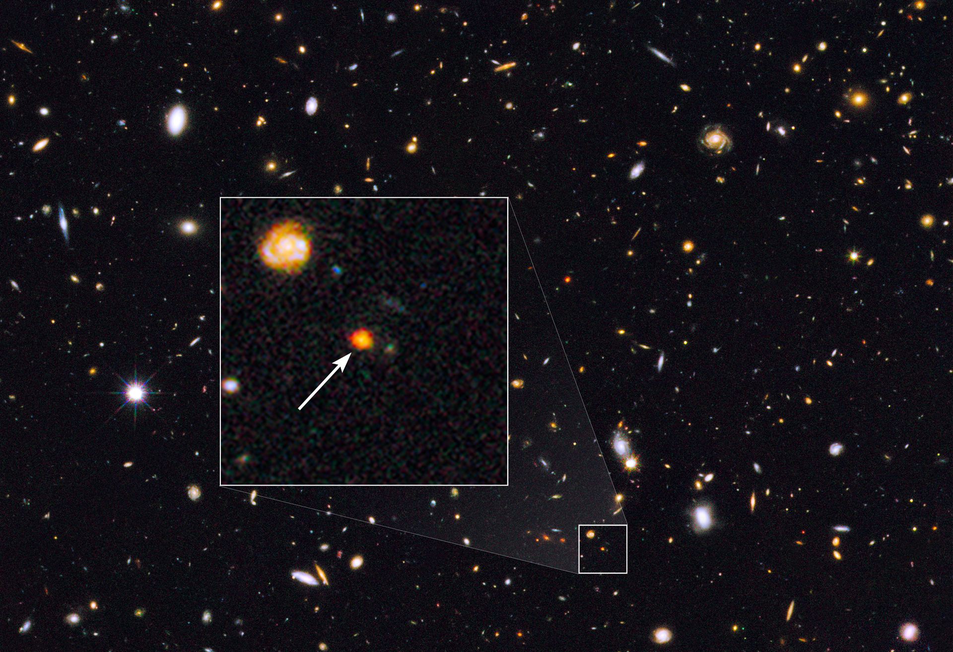 Distant galaxy core in the Hubble GOODS North field