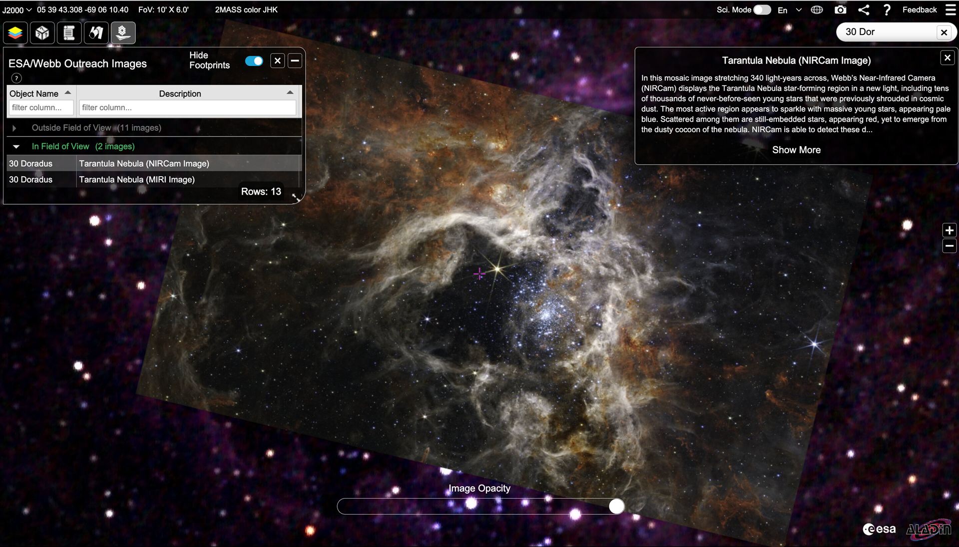ESAWebb Image On the ESASky Platform