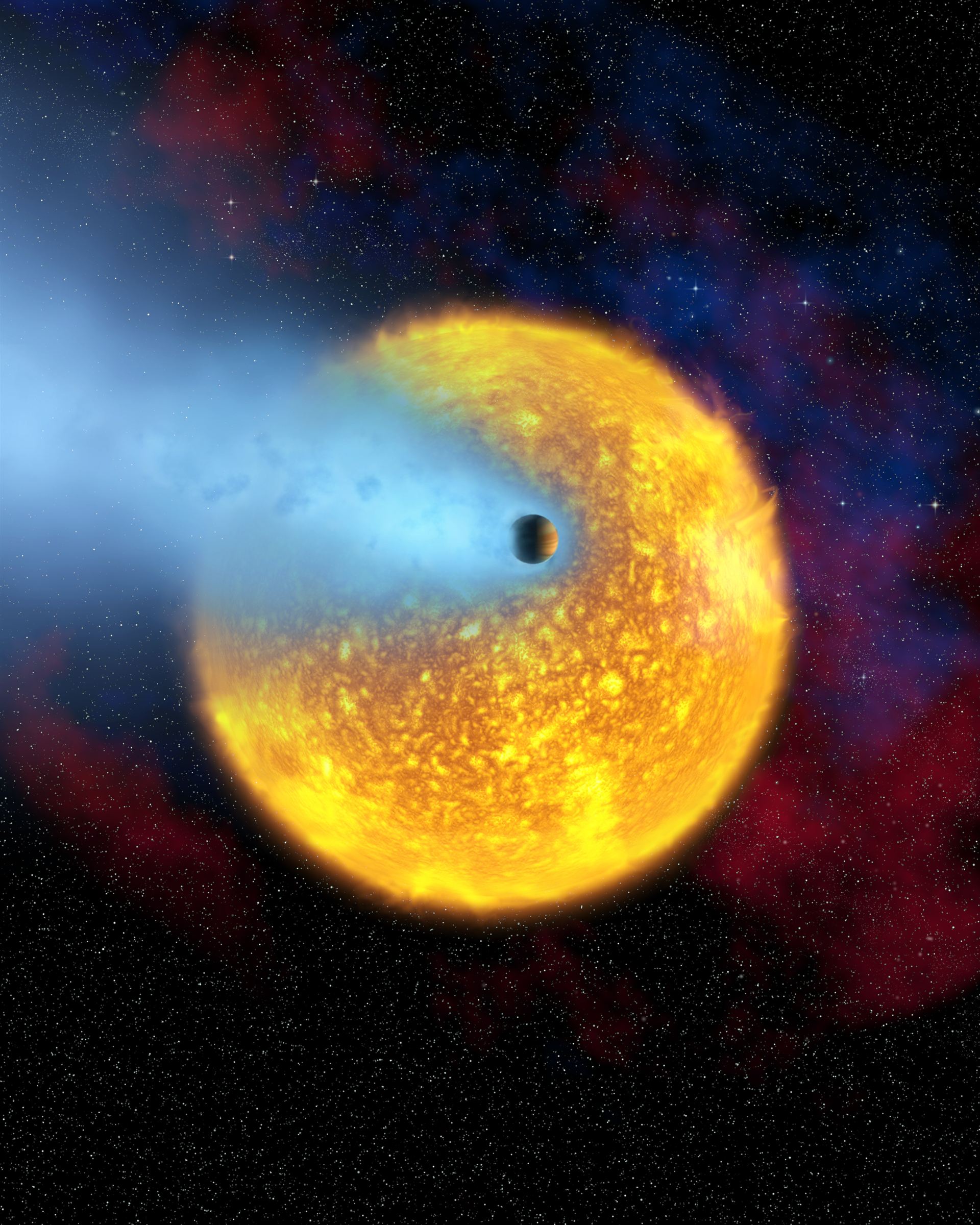 European astronomers observe first evaporating planet (artist&rsquo;s impression)