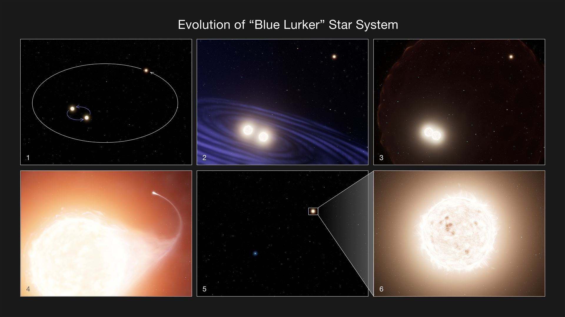 Evolution of a “Blue Lurker” star in a triple system (artist’s impression)
