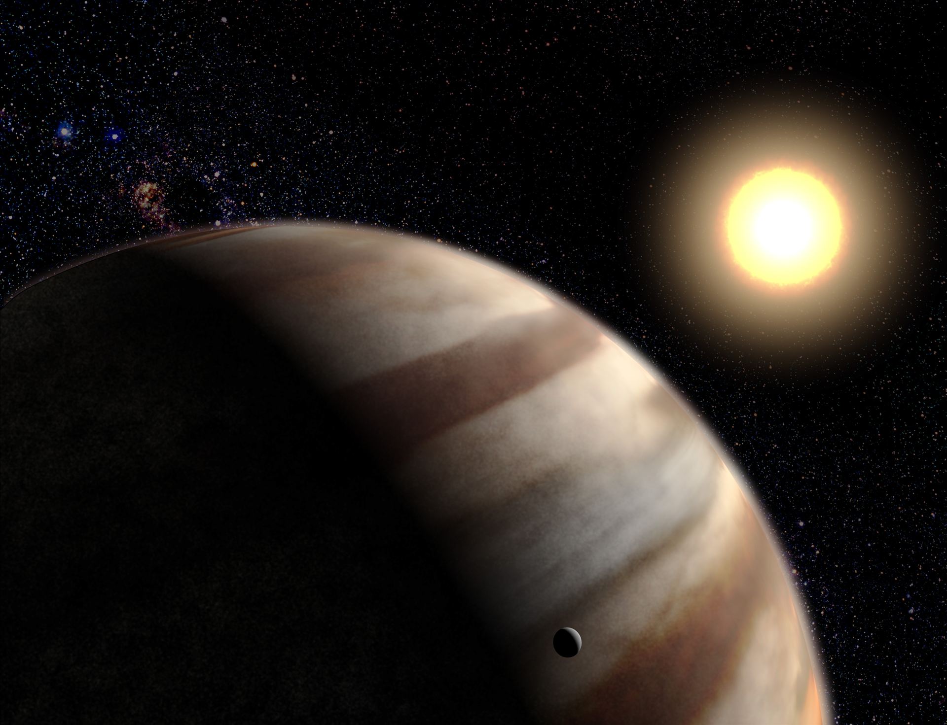 First Direct Measurements of Atmosphere on World Around Another Star (artist&rsquo;s impression)