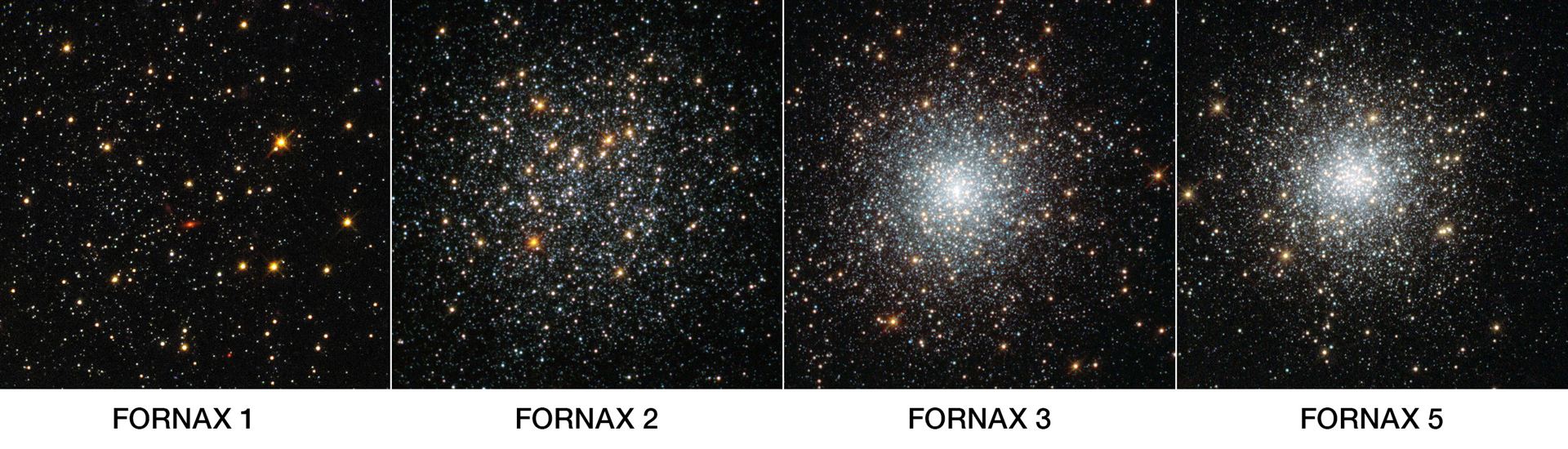 Four globular clusters in Fornax — annotated