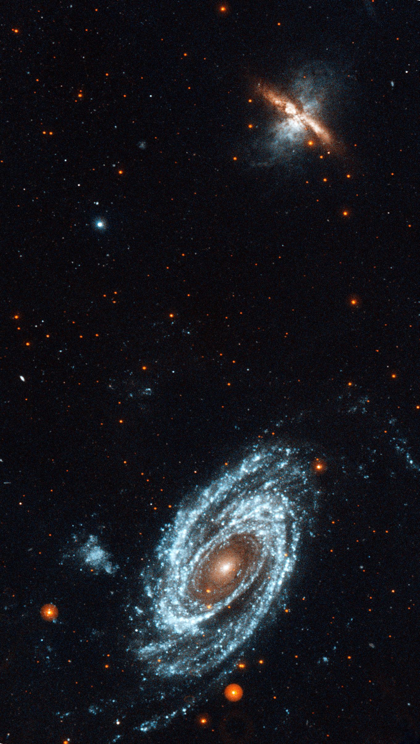 GALEX ultraviolet image of the interacting galaxies M81 and M82