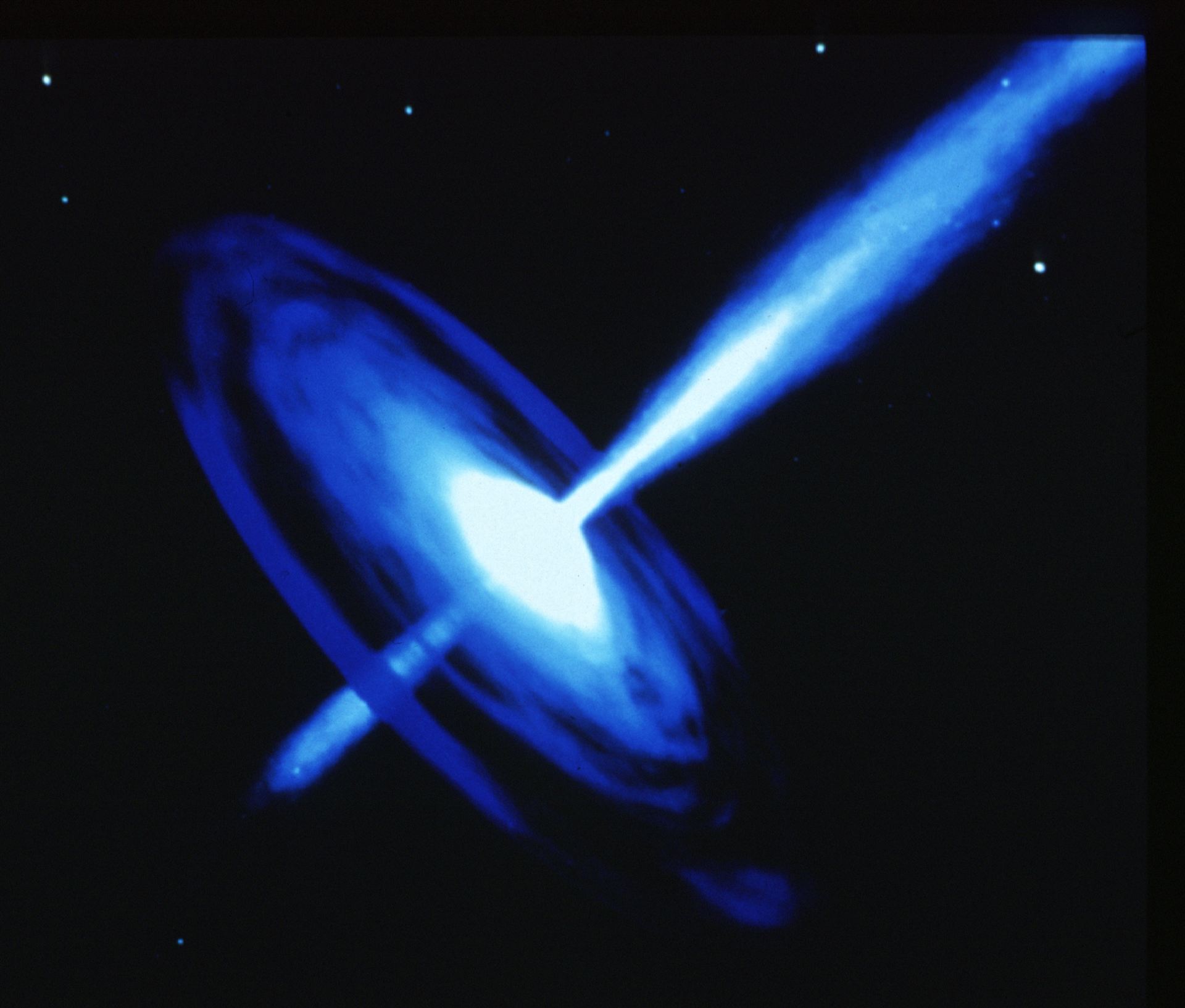 Galactic black hole with optical jet (artist&rsquo;s impression)