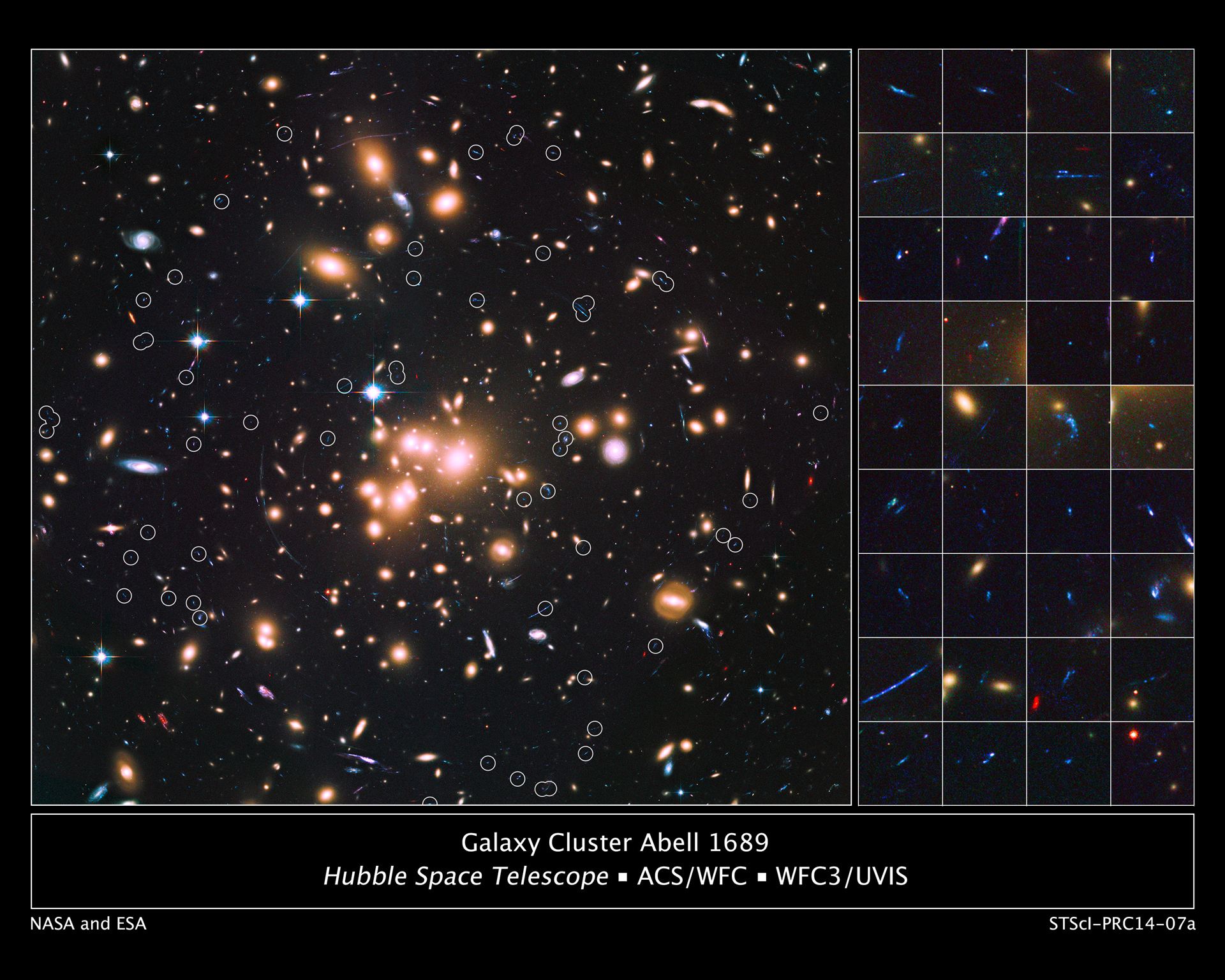 Galaxy cluster Abell 1689 and distant galaxies