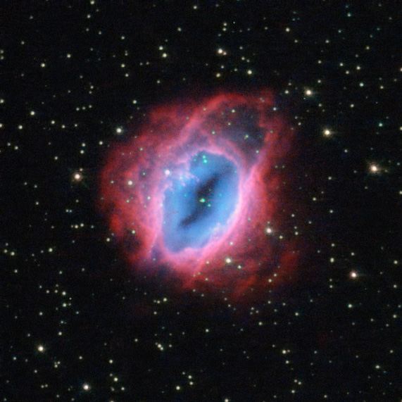 Glowing, fiery shells of gas