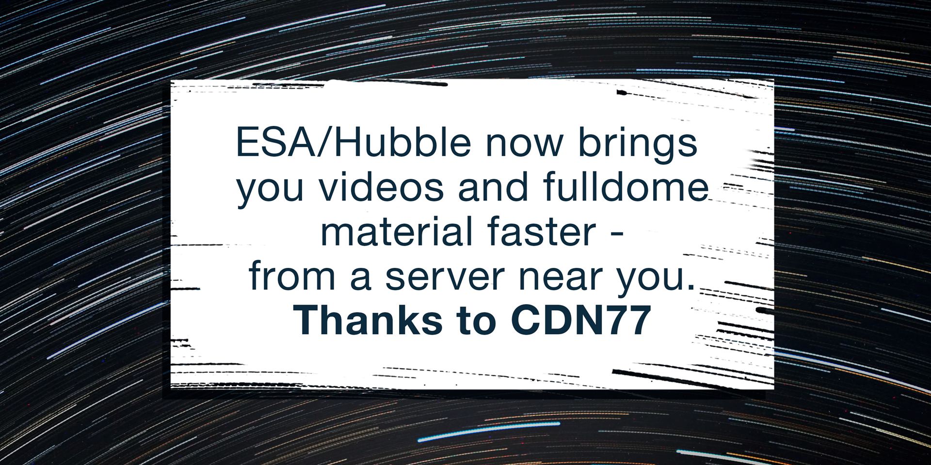 Graphic for ESAHubble announcement on delivering content faster