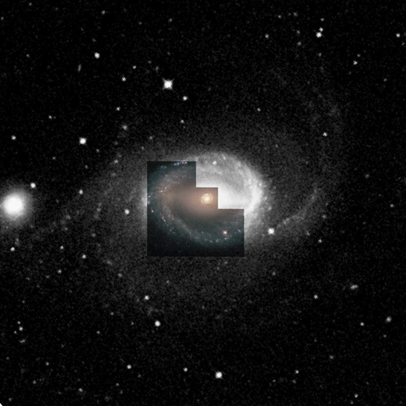 Ground-based view of NGC 1512 (WFPC2 overlay)