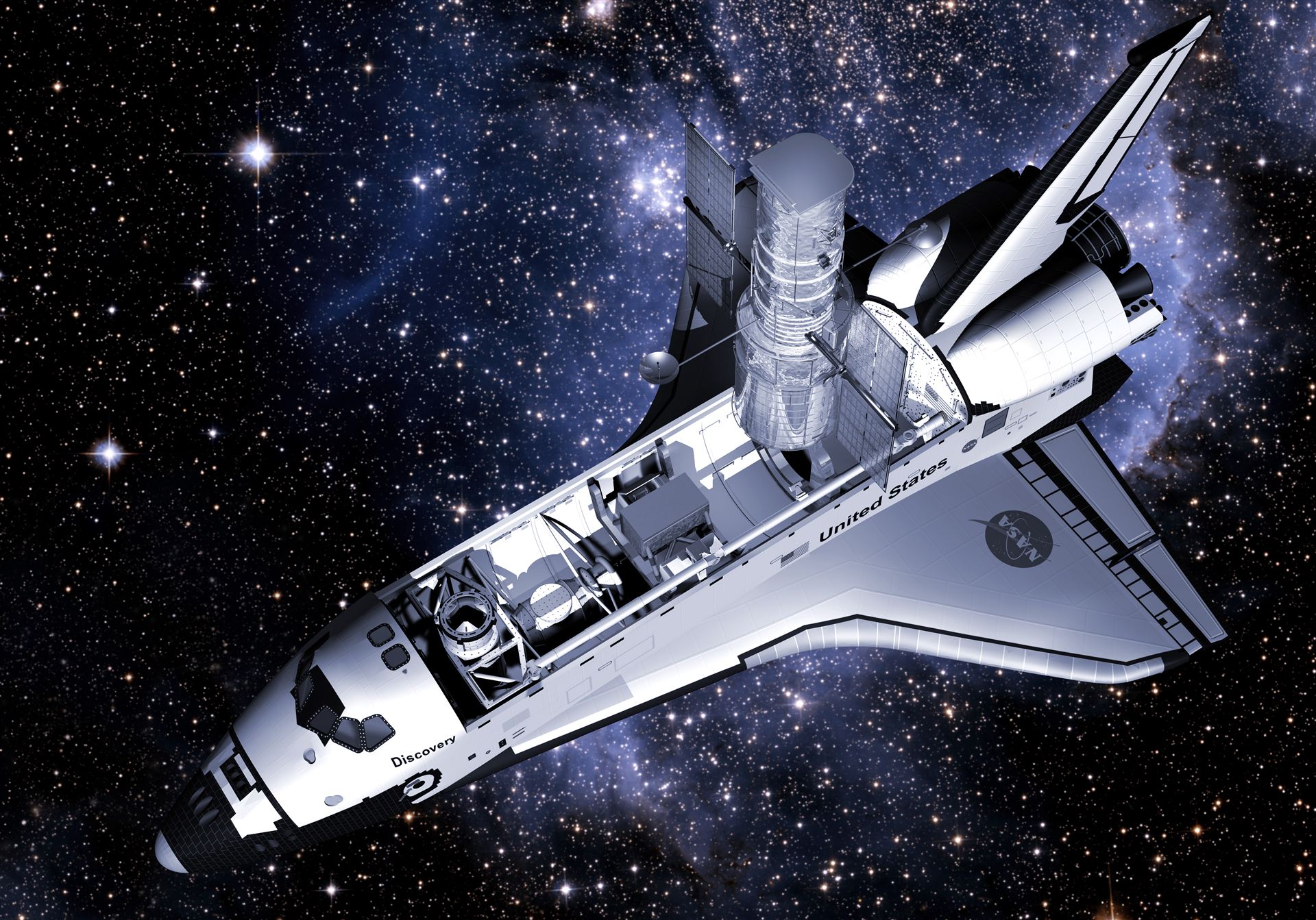 HST Servicing Mission in 3D