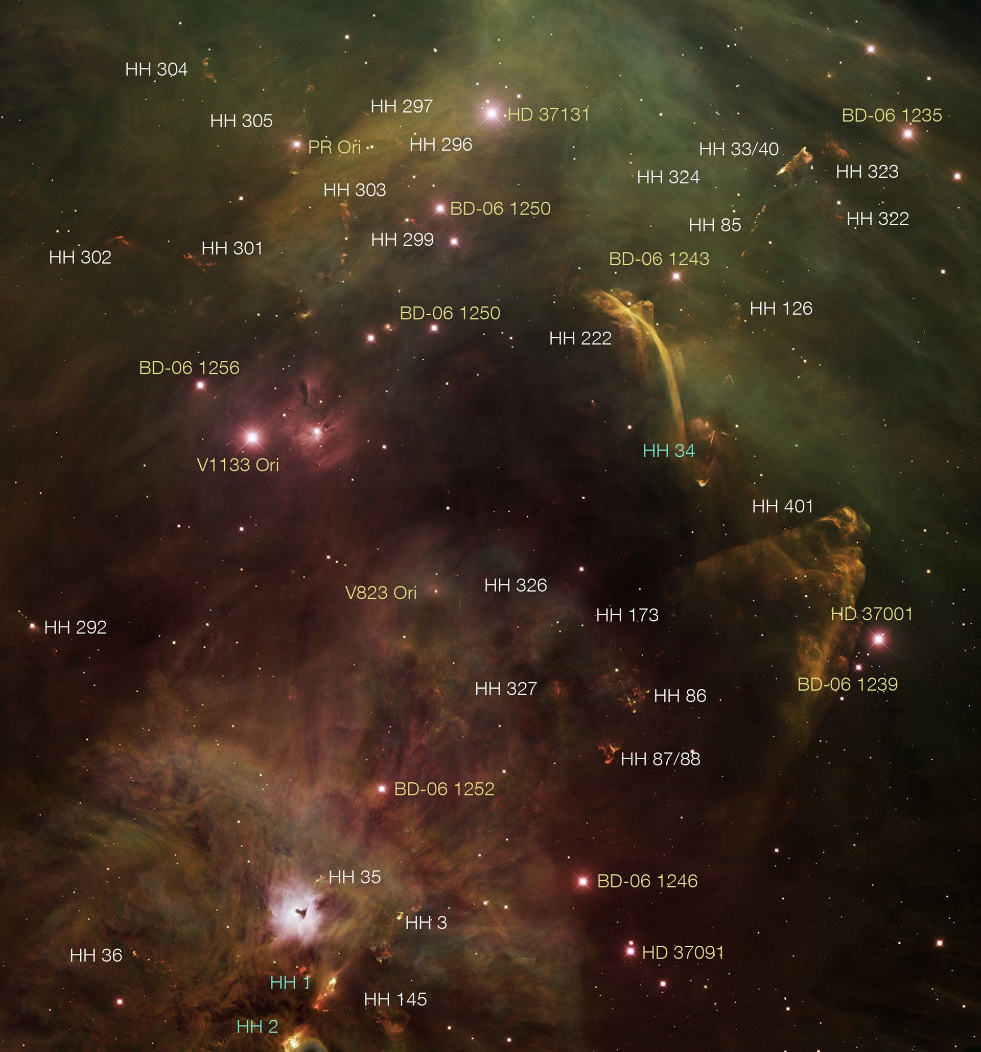 Herbig-Haro objects in the Orion Complex (ground-based image)