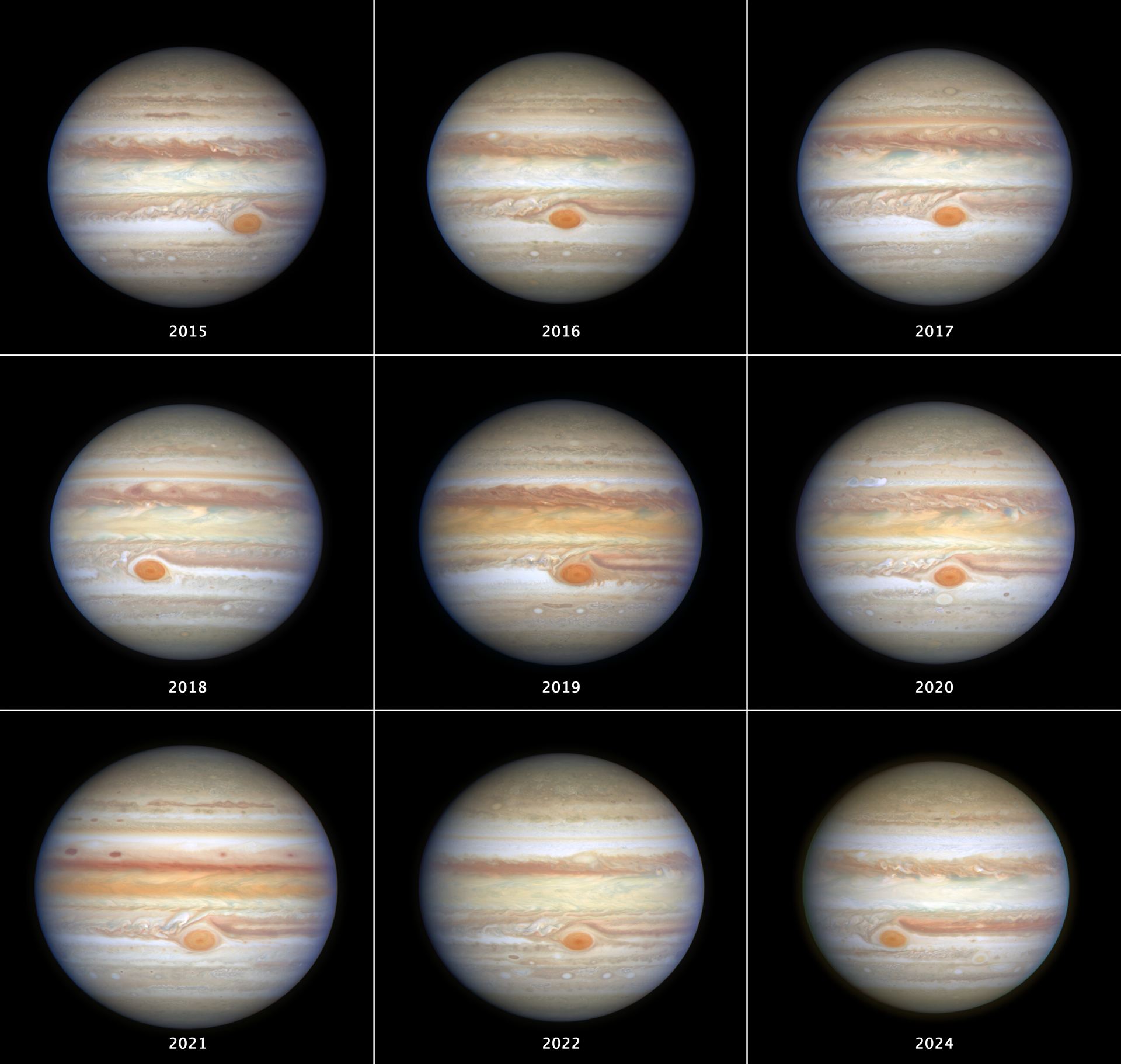 Hubble Jupiter OPAL observations (2015-2024)